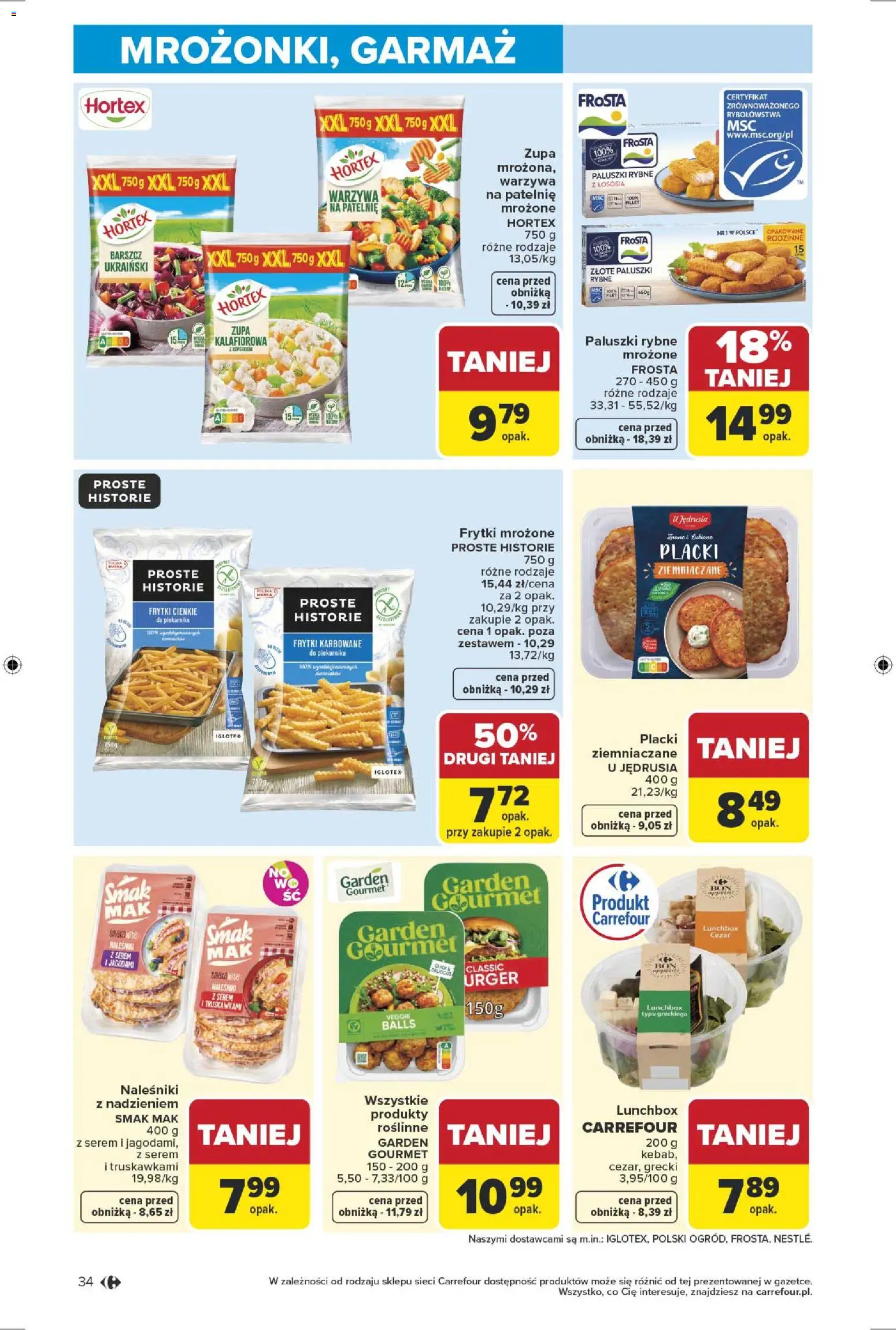 Carrefour gazetka od 13.04.2026 | Strona: 36 | Produkty: Warzywa na patelnie, Paluszki rybne, Paluszki, Naleśniki