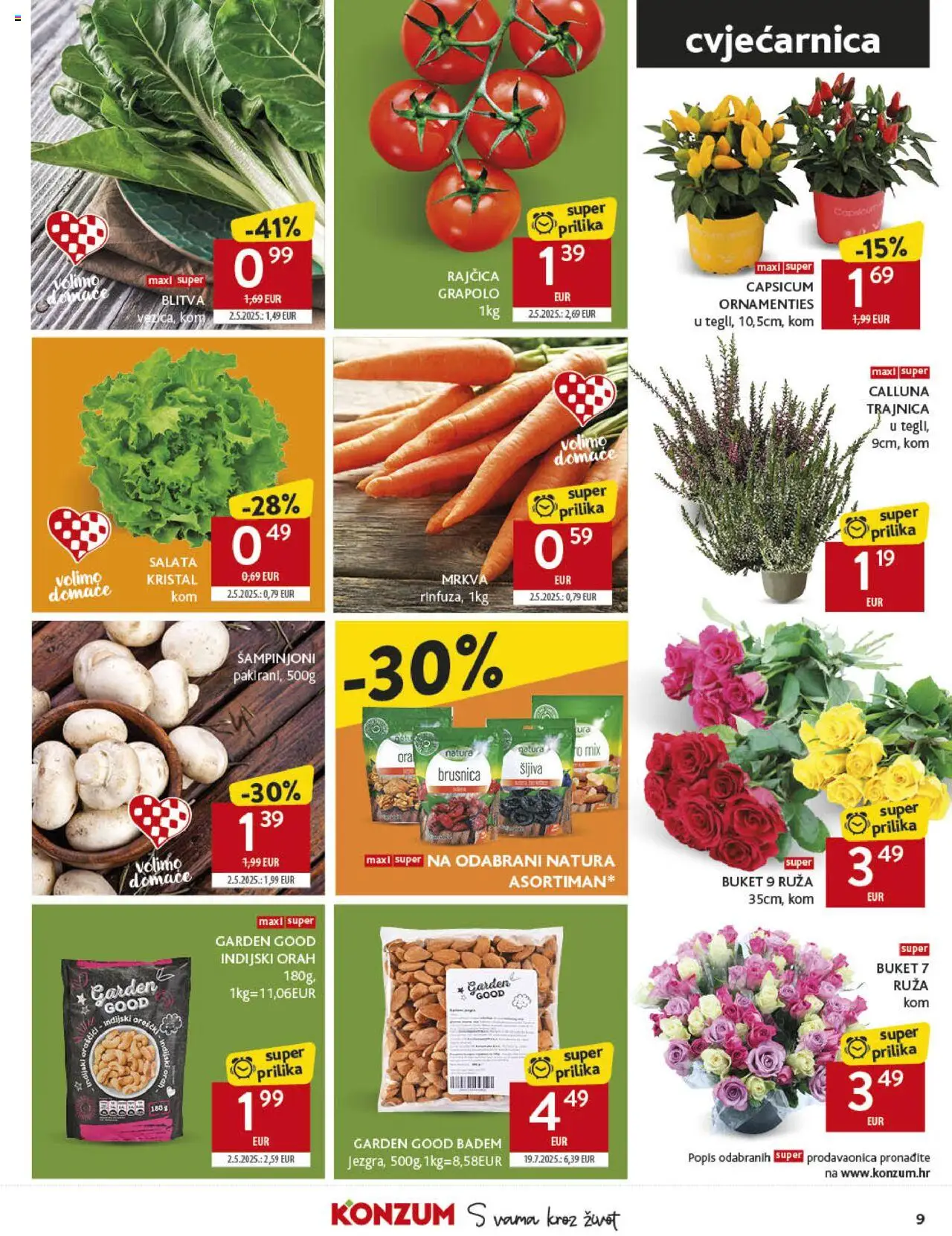 Konzum katalog | vrijedi od 10.09.2025 | Stranica: 9 | Proizvodi: Salata, Badem, Brusnica, Orah