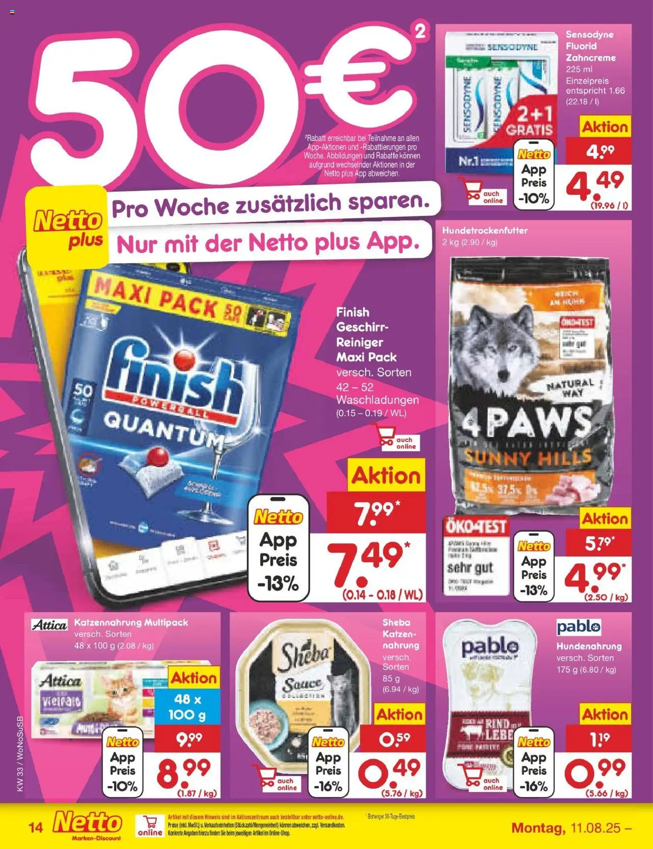 Netto Marken-Discount prospekt Lahnau	 - gültig ab dem 10.08.2025 | Seite: 20 | Produkte: Sheba, Finish