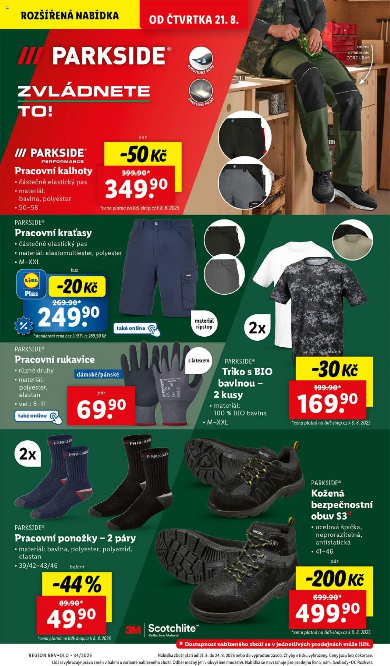 Lidl leták od 21.08.2025 | Strana: 36 | Produkty: Kalhoty, Parkside, Rukavice, Obuv