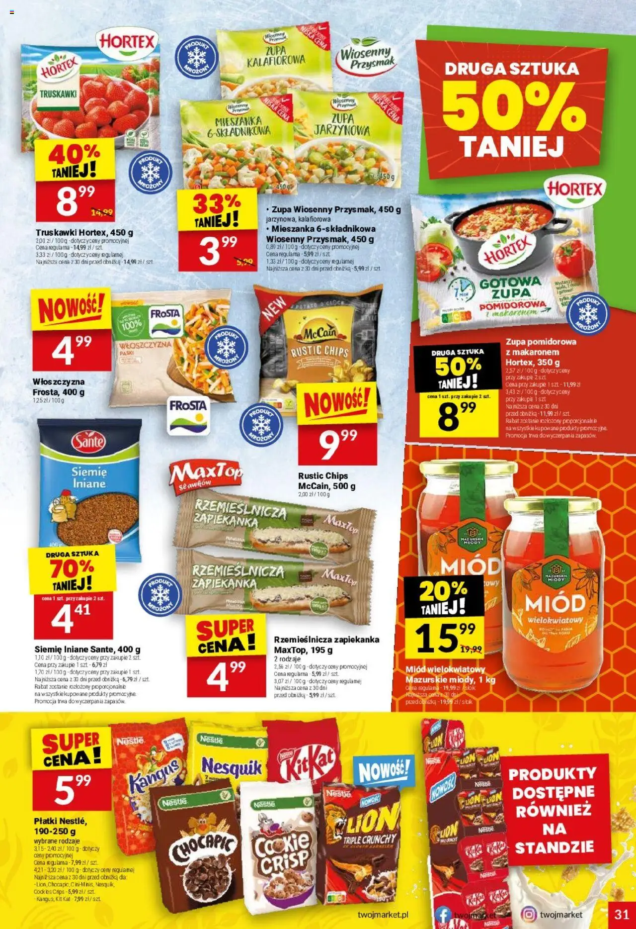 Twój Market Gazetka od 15.10.2025 | Strona: 31 | Produkty: Miód, Zapiekanka, Zupa, Płatki