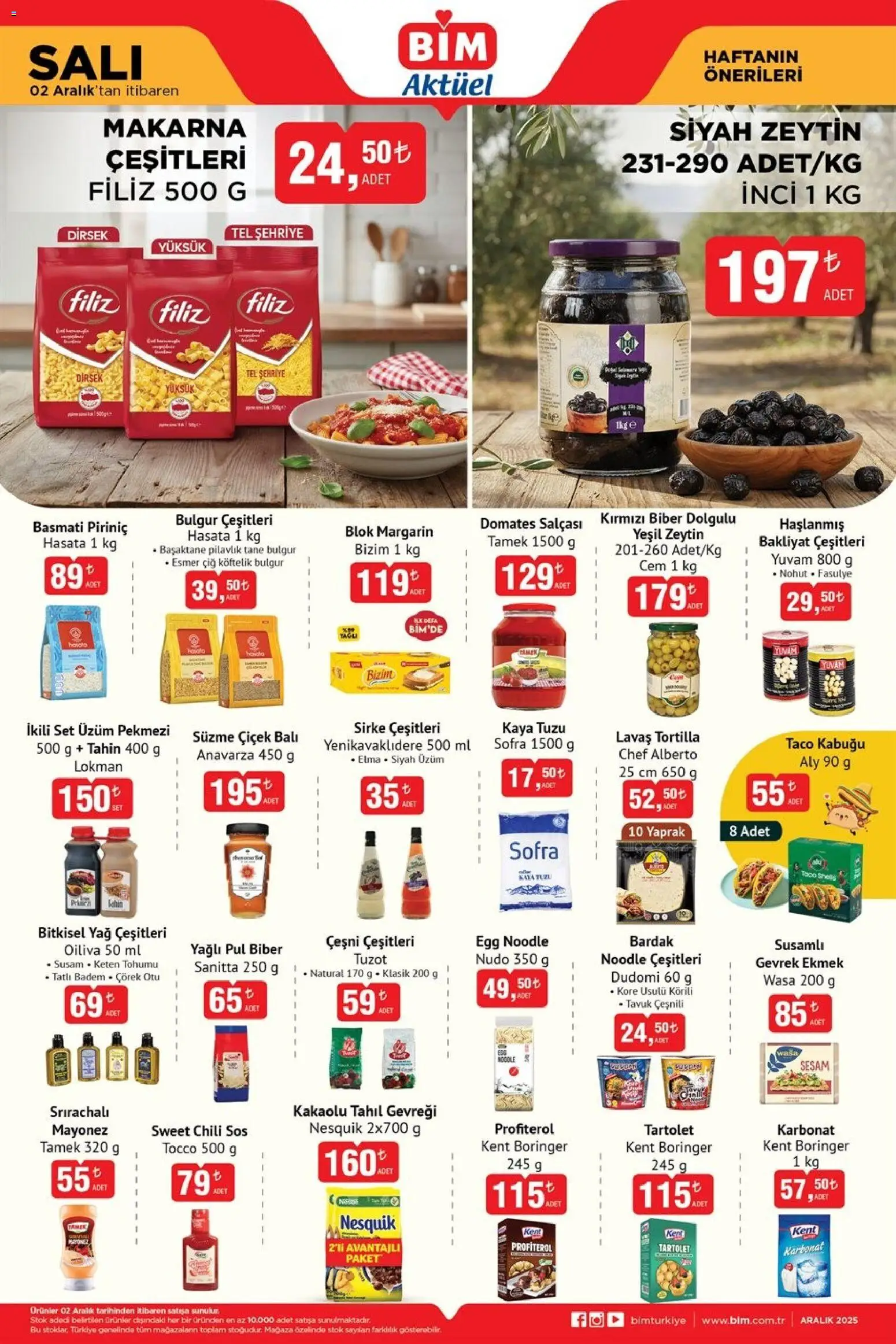 BİM Katalog - 02.12.2025 tarihinden itibaren geçerlidir | Sayfa: 2 | Ürünler: Tahıl gevreği, Elma, Zselatin, Zeytin