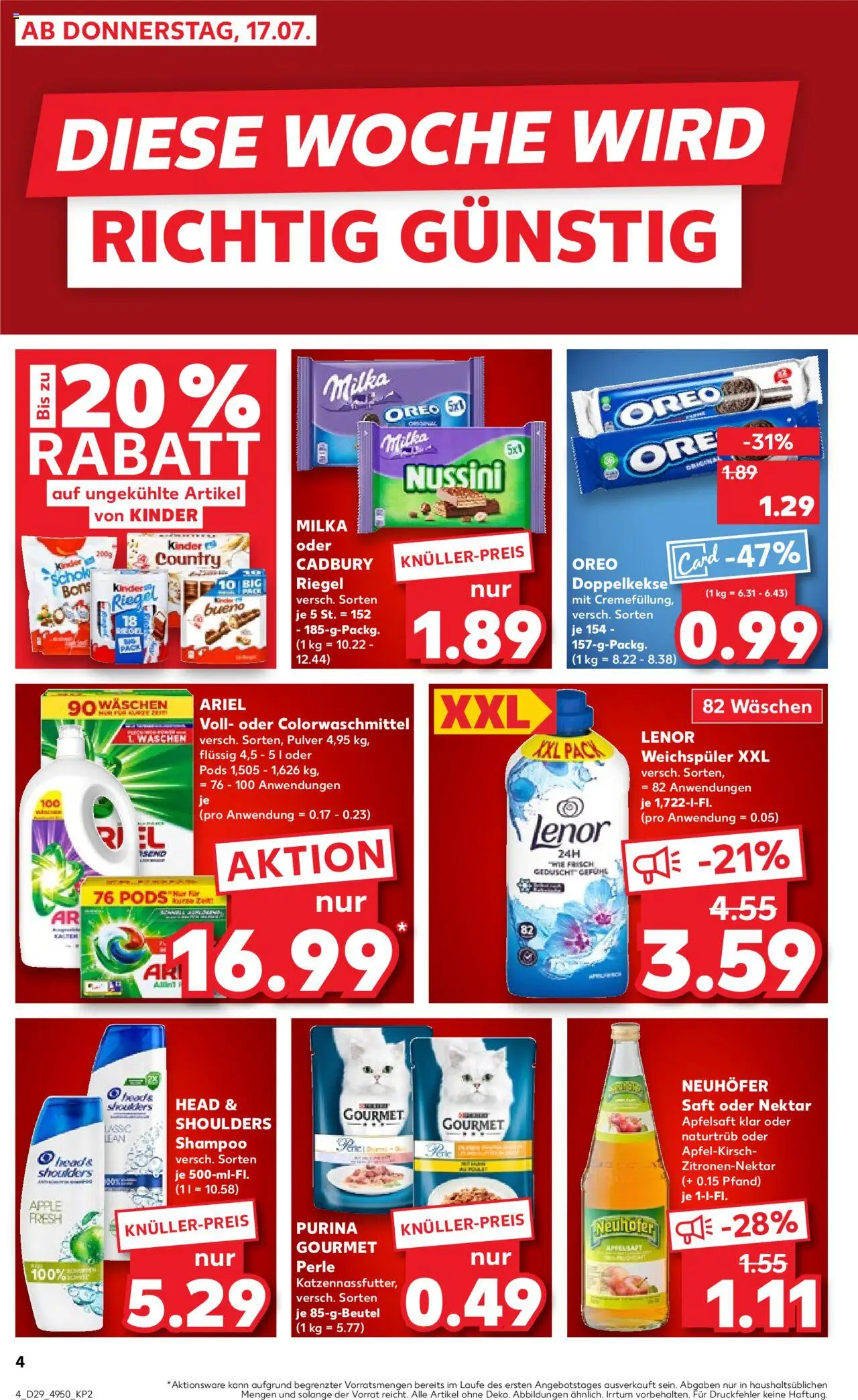 Kaufland prospekt Stuttgart	 - gültig ab dem 17.07.2025 | Seite: 4 | Produkte: Lenor, Milka, Apple, Weichspüler