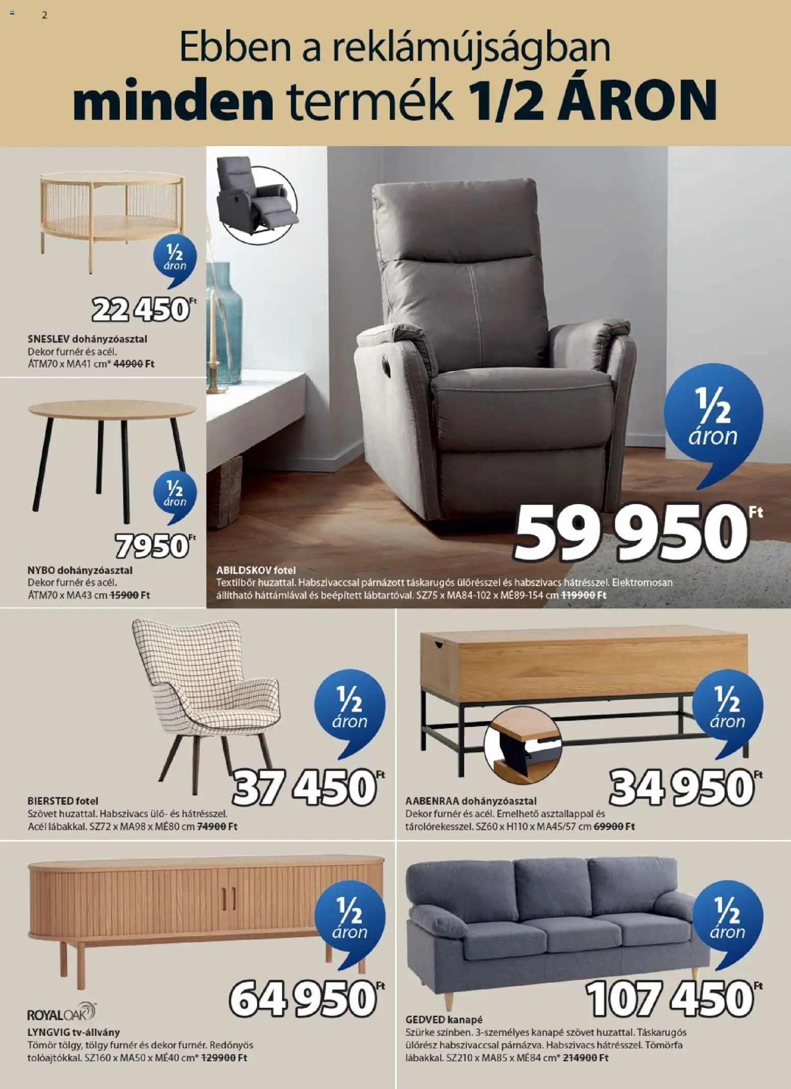 JYSK akciós ujság - amely érvényes a következő dátumtól: 25.02.2026 | Oldal: 2 | Termékek: Kanapé, Fotel, Dohányzóasztal