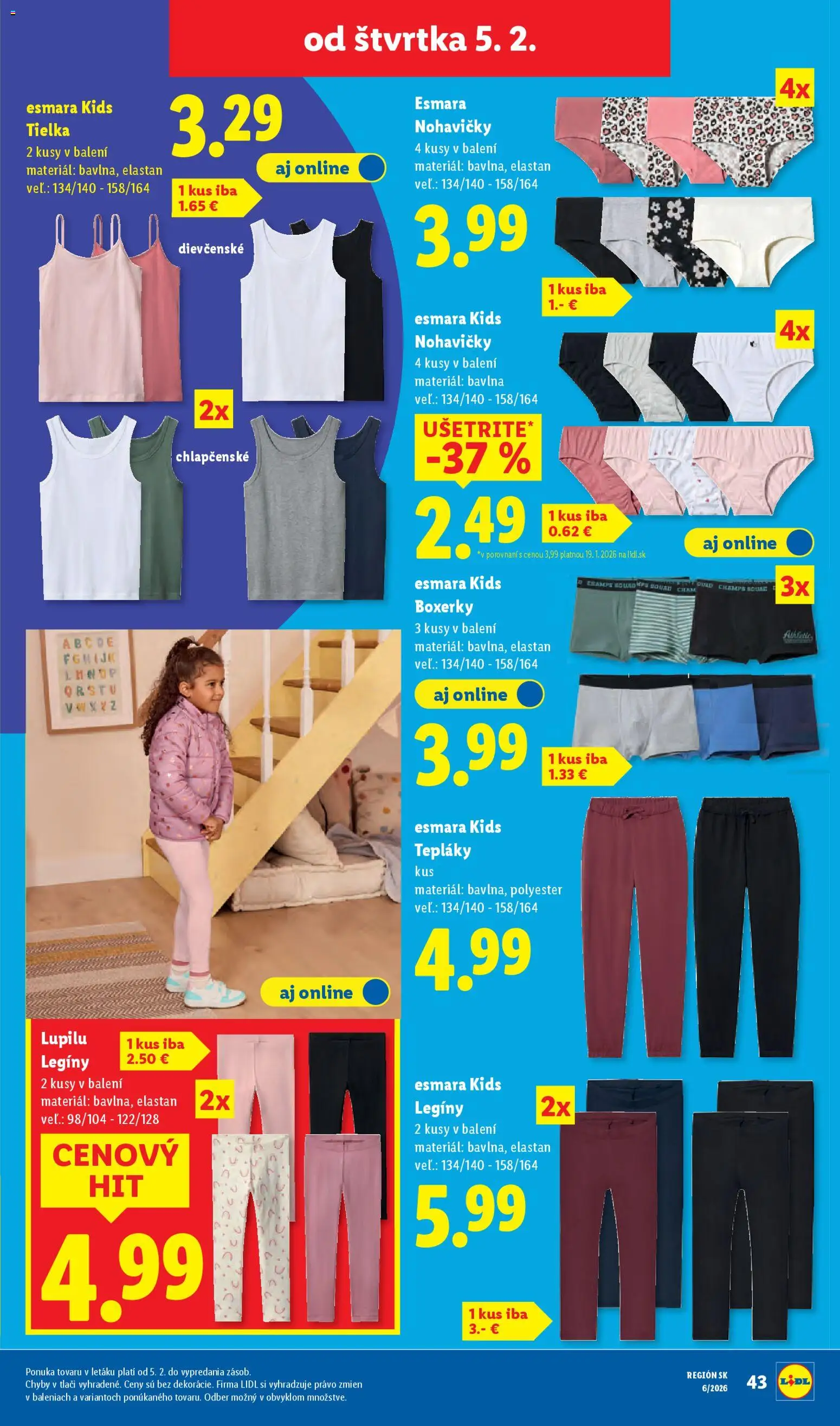 Nové Lidl akcie – leták je platný od 02.02.2026 | Strana: 73 | Produkty: Nohavičky, Legíny, Boxerky