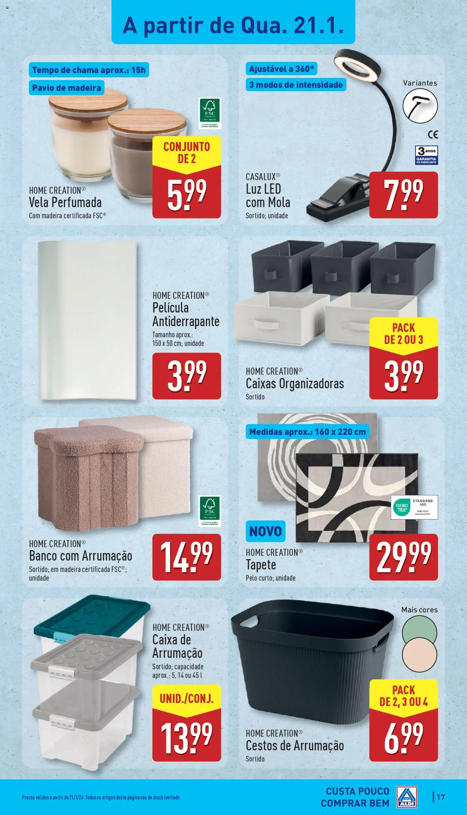 Aldi folheto │ válido de 19.01.2026 | Página: 17 | Produtos: Banco, Caixa, Tapete