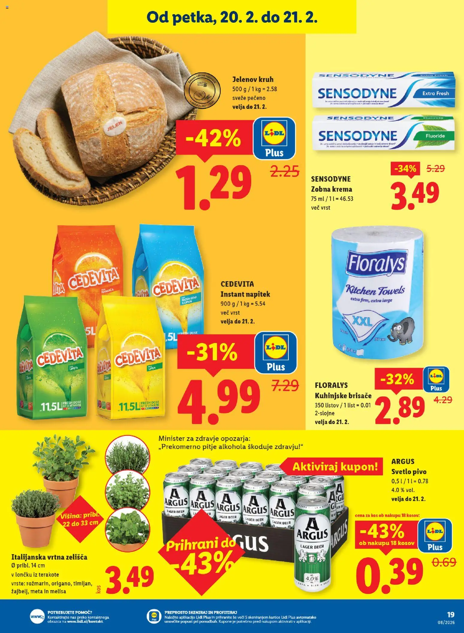 Novi Lidl katalog ponudbe – veljaven od 19.02.2026 | Stran: 41 | Izdelki: Limeta, Kruh, Kuhinjske brisače, Pivo