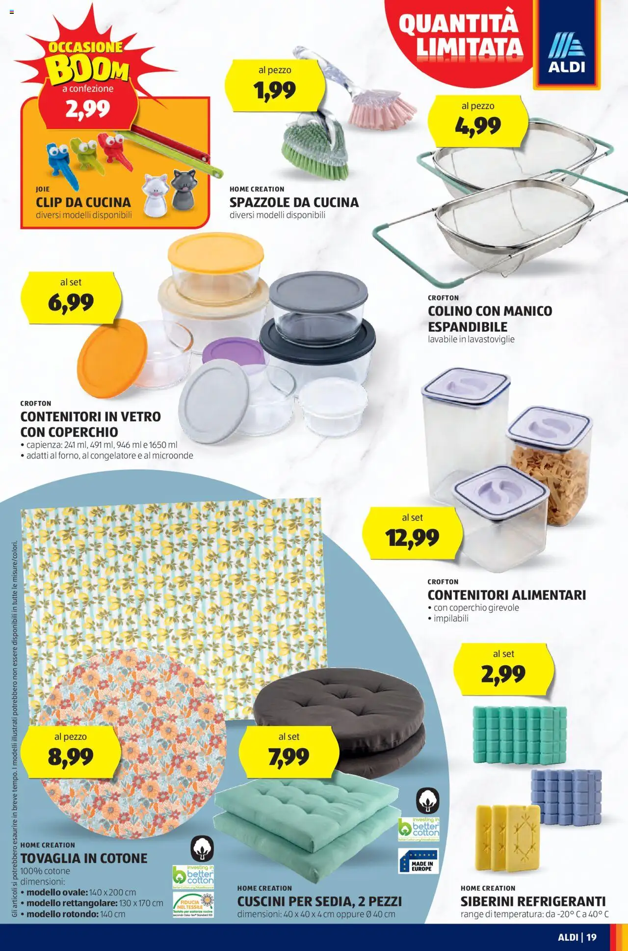 Volantino Aldi del 07.07.2025 | Pagina: 19 | Prodotti: Microonde, Lavastoviglie, Congelatore, Tovaglia