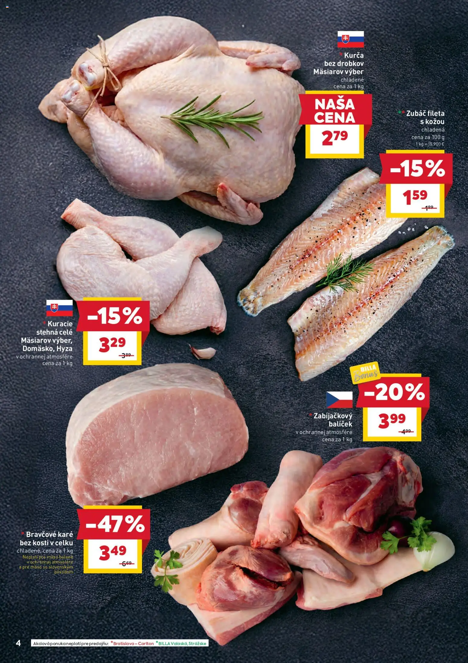 Nové Billa akcie – leták je platný od 28.01.2026 | Strana: 6 | Produkty: Kuracie stehná, Kurča, Bravčové karé