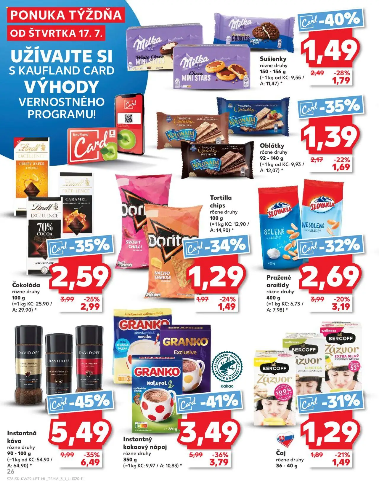 Kaufland Sereď │ platný od 17.07.2025 | Strana: 26 | Produkty: Davidoff, Čaj, Lindt, Granko