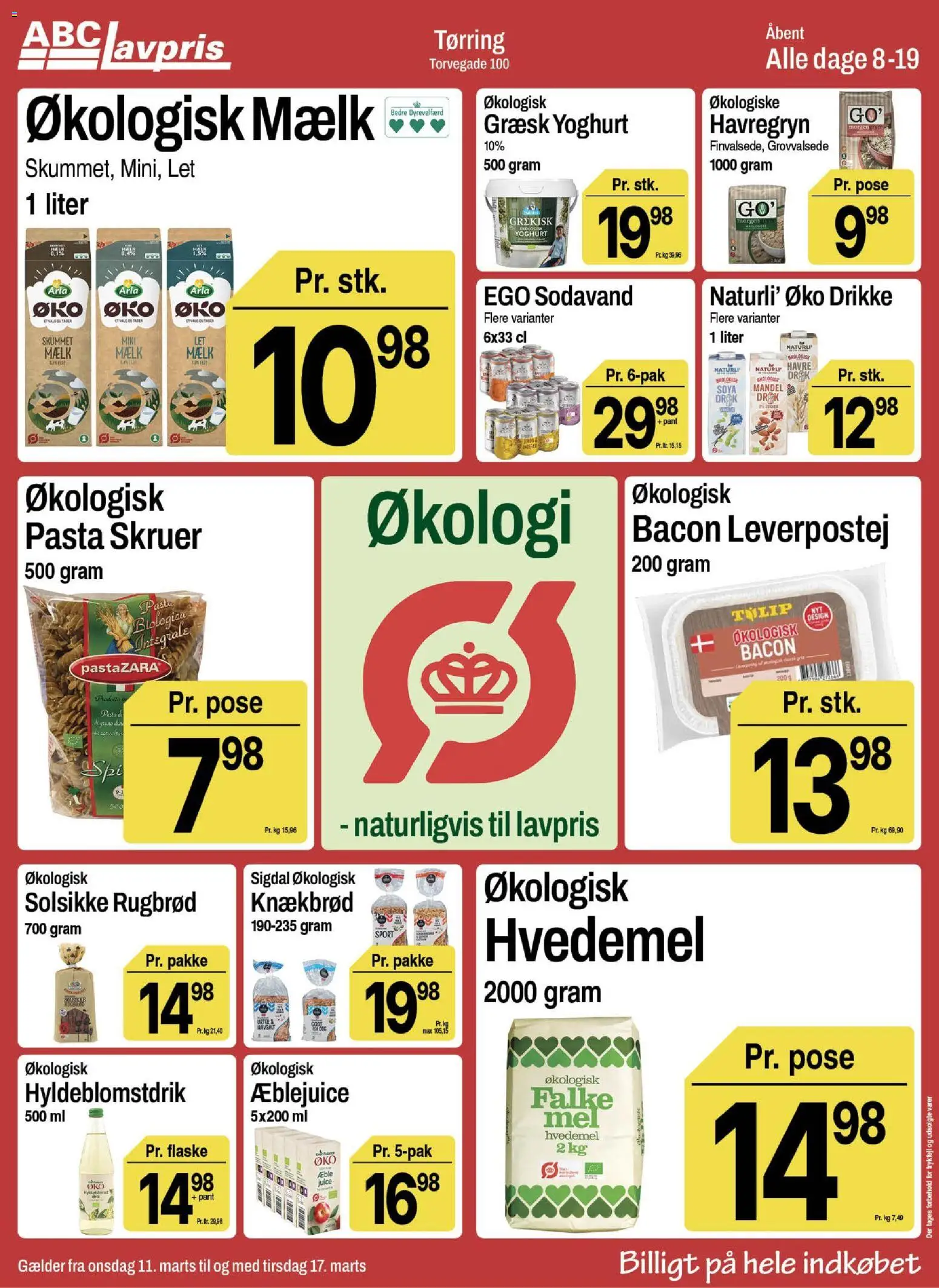 Abc Lavpris tilbudsavis – gyldig fra 11.03.2026 | Side: 3 | Produkter: Juice, Pasta, Hvedemel, Sodavand