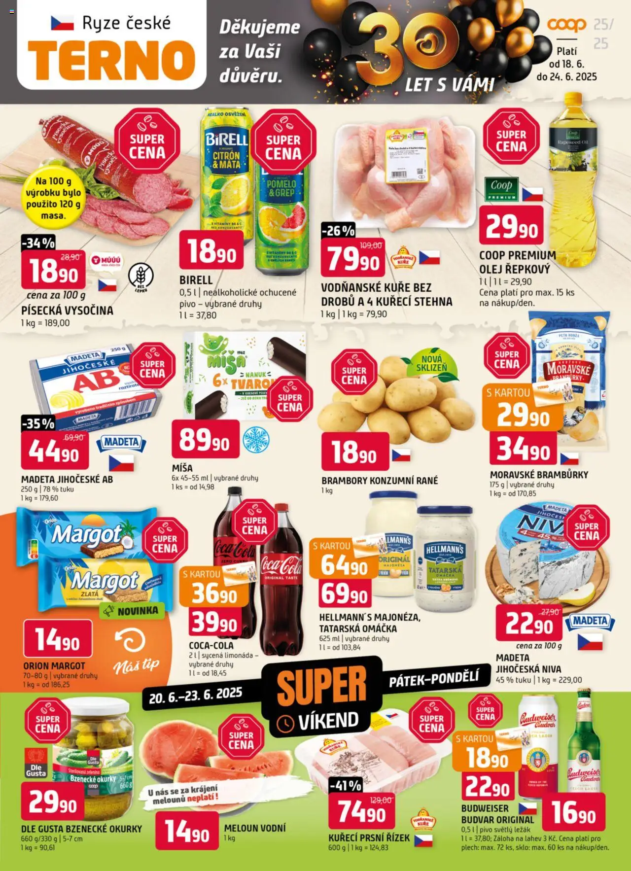 Terno leták od 18.06.2025 | Strana: 1 | Produkty: Nanuk, Limonáda, Zelenina, Kuře