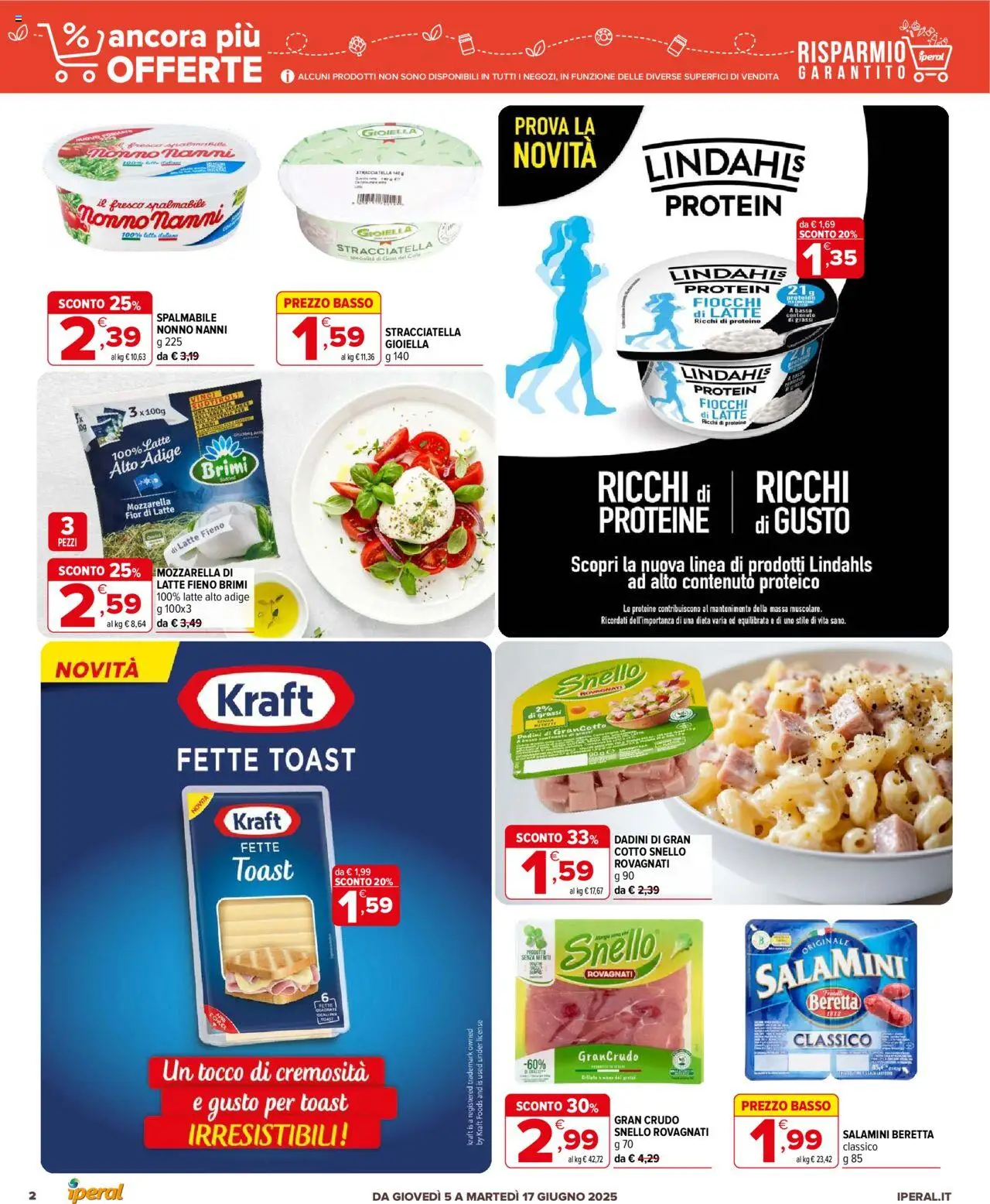 Volantino Iperal del 05.06.2025 | Pagina: 2 | Prodotti: Fiocchi, Mozzarella, Latte, Stracciatella