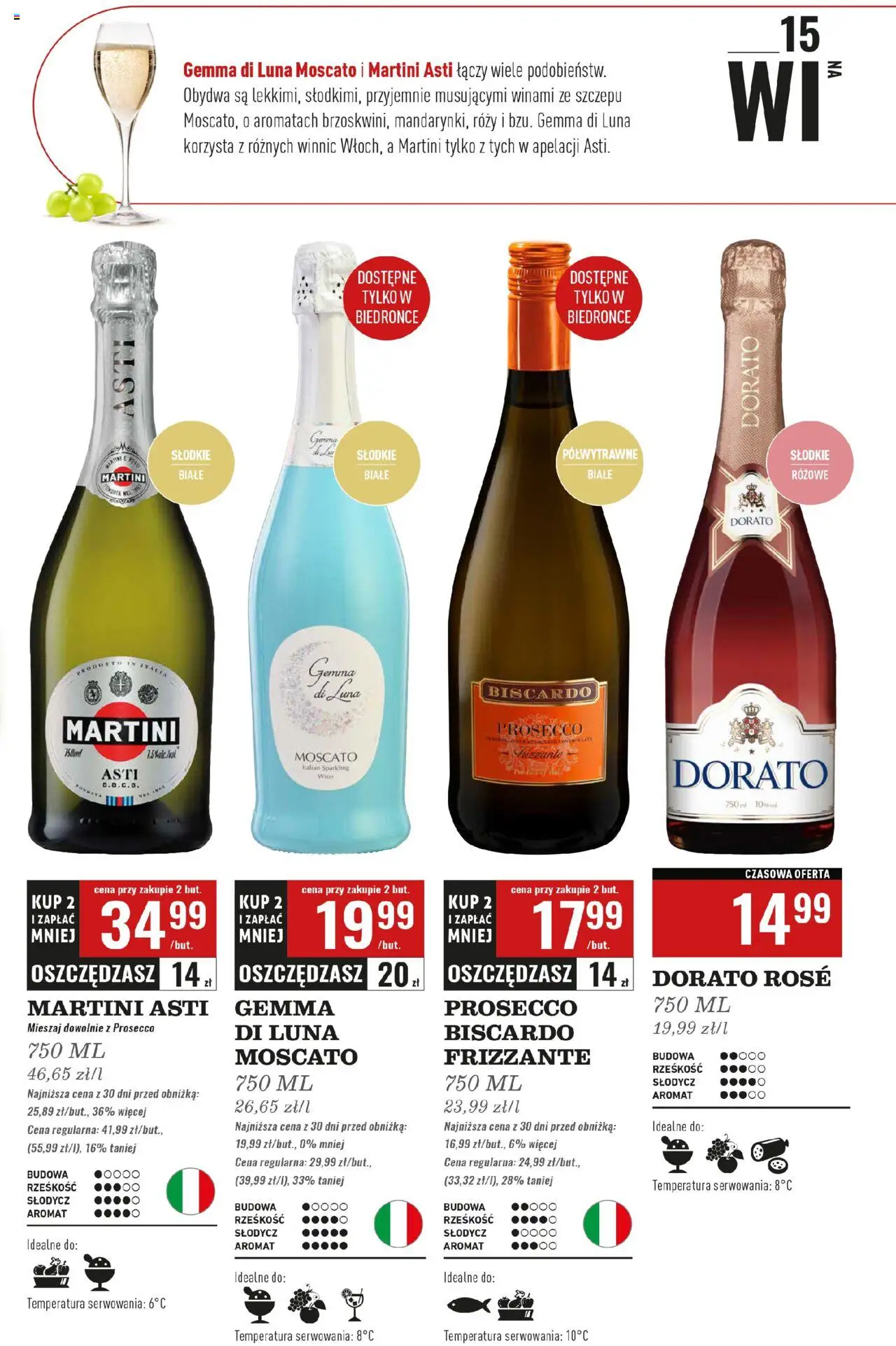 Biedronka gazetka - Czas na toast od 28.07.2025 | Strona: 17 | Produkty: Dorato Rose, Martini, Martini prosecco, Prosecco