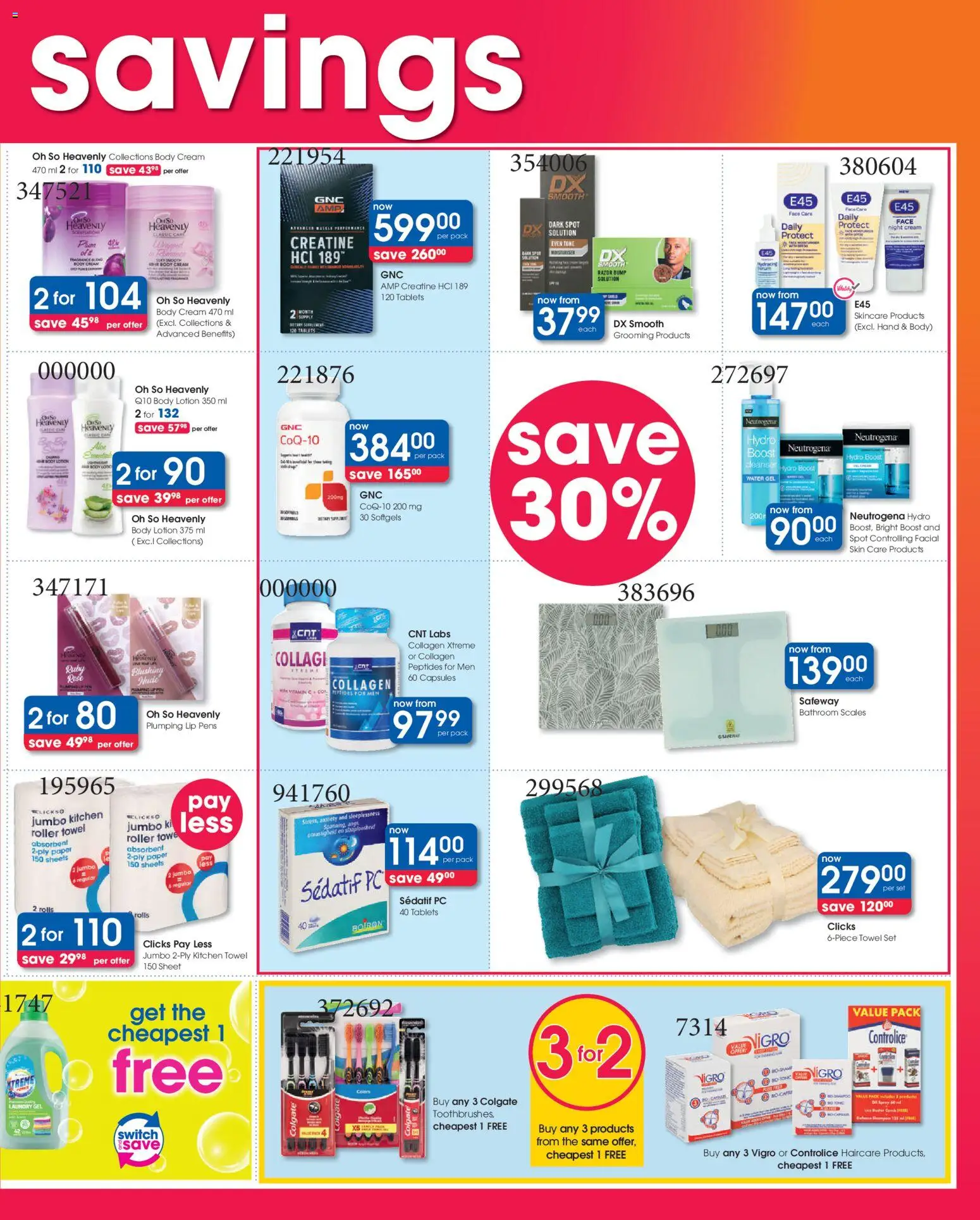 New Clicks catalogue – valid from 23.10.2025 | Page: 3 | Products: Switch, Cream, Body cream, Roller towel