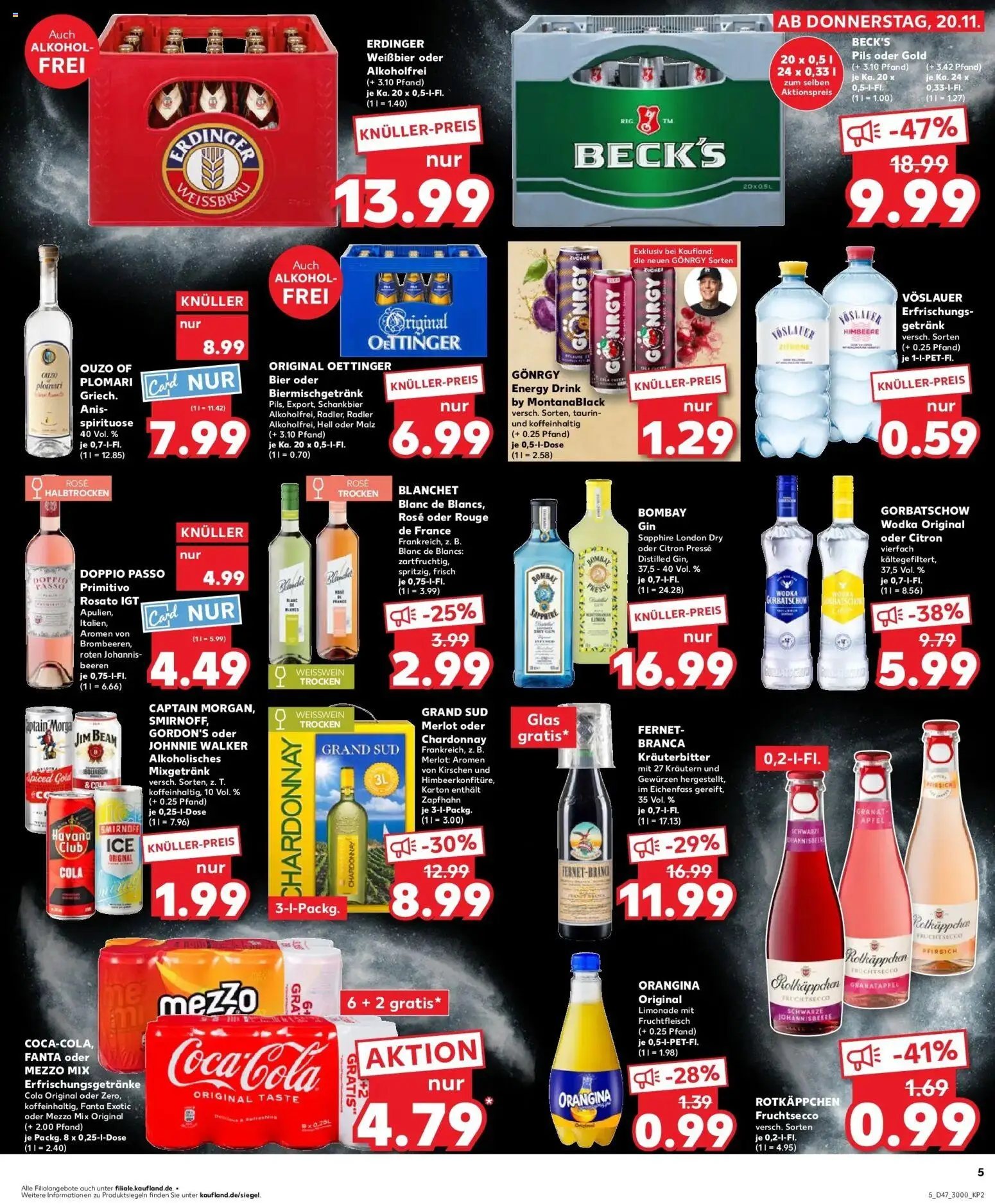 Kaufland prospekt Heilbronn	 – gültig ab 20.11.2025 | Seite: 5 | Produkte: Jim beam, Radler, Wodka gorbatschow, Oder mezzo mix