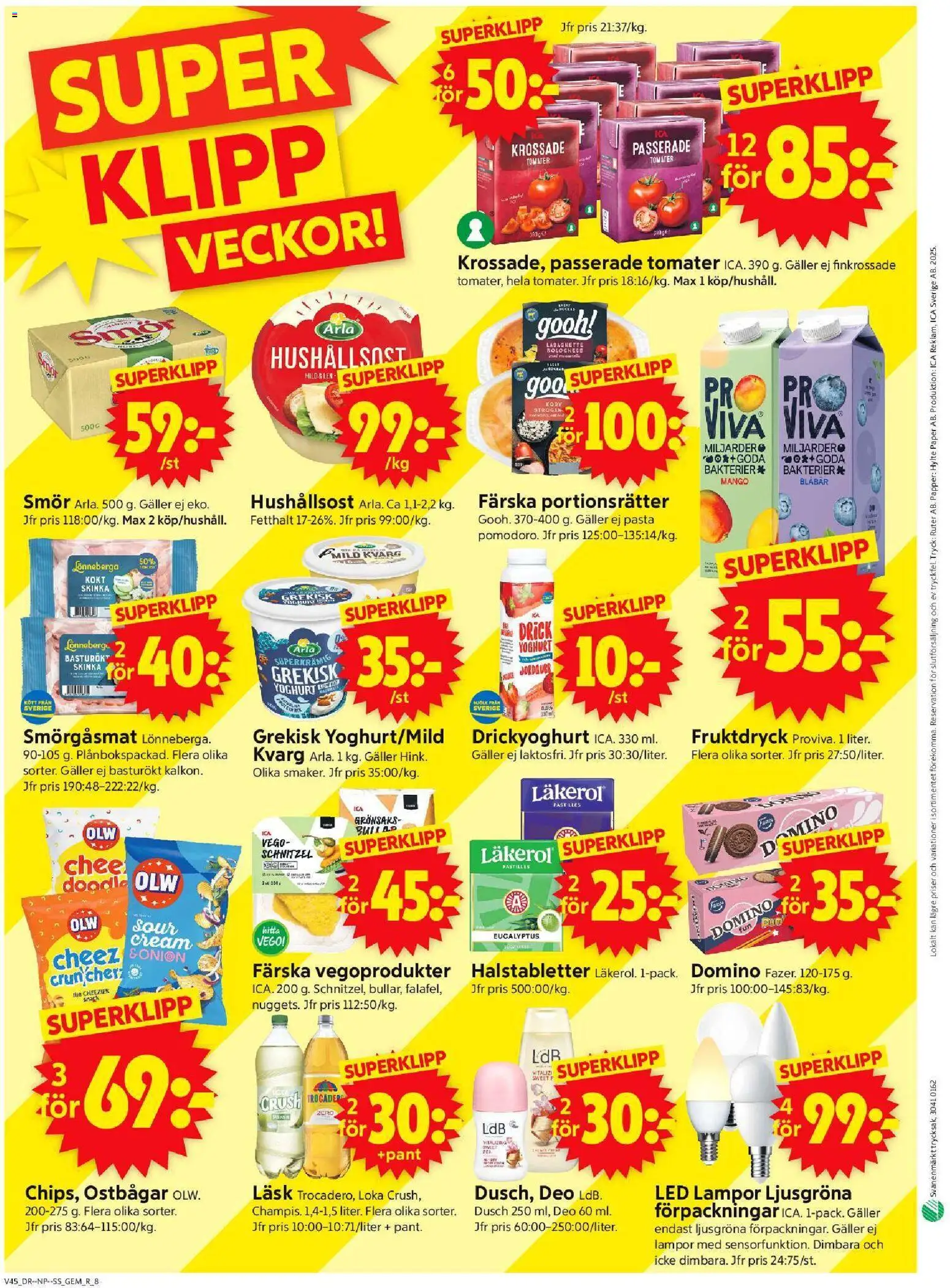 ICA Supermarket reklamblad aktuell från 03.11.2025 | Sida: 10 | Produkter: Galler, Skinka, Tomater, Pasta
