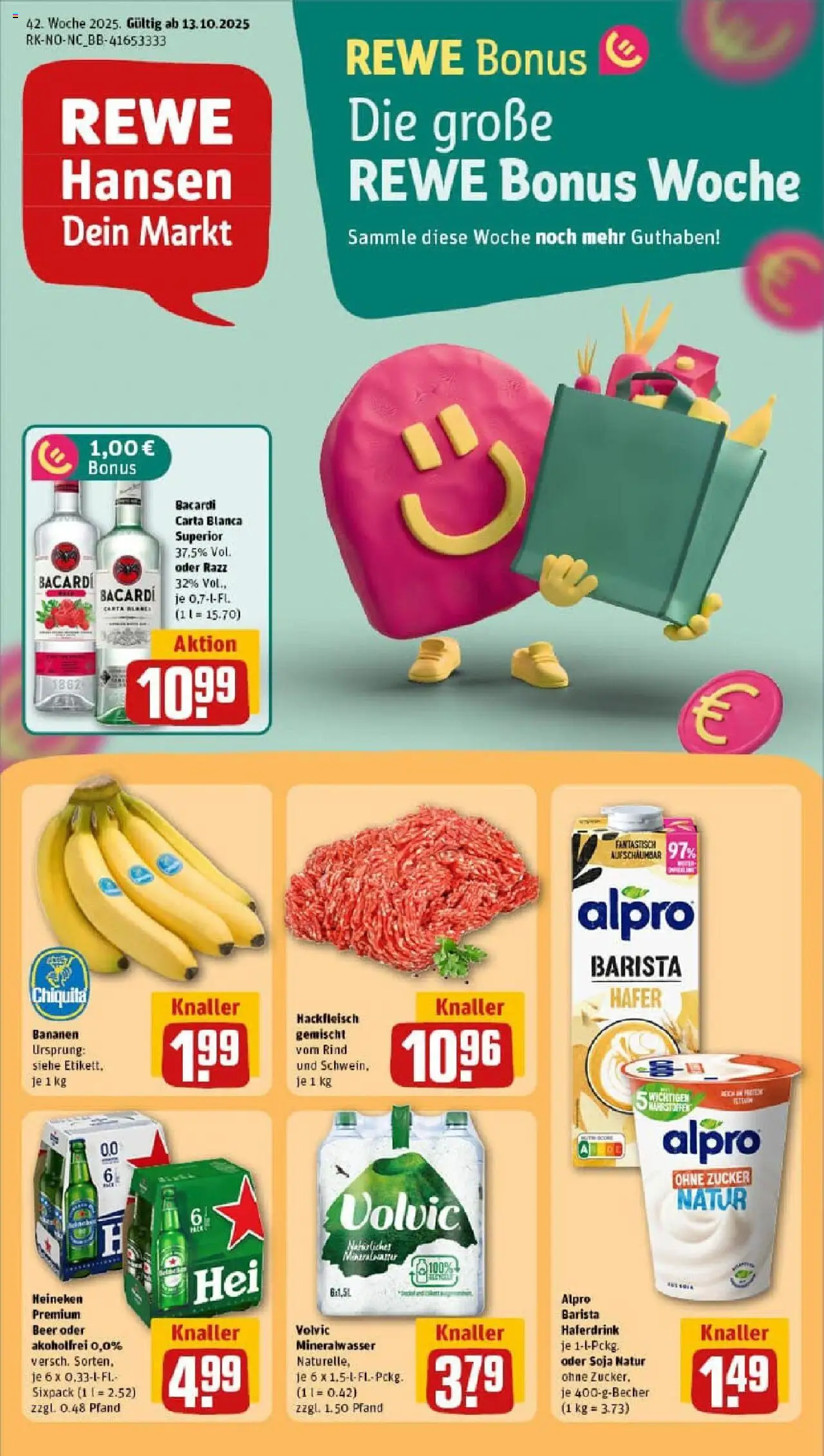 Rewe prospekt Flensburg	 – gültig ab 13.10.2025 | Seite: 1 | Produkte: Bacardi, Haferdrink, Heineken, Alpro