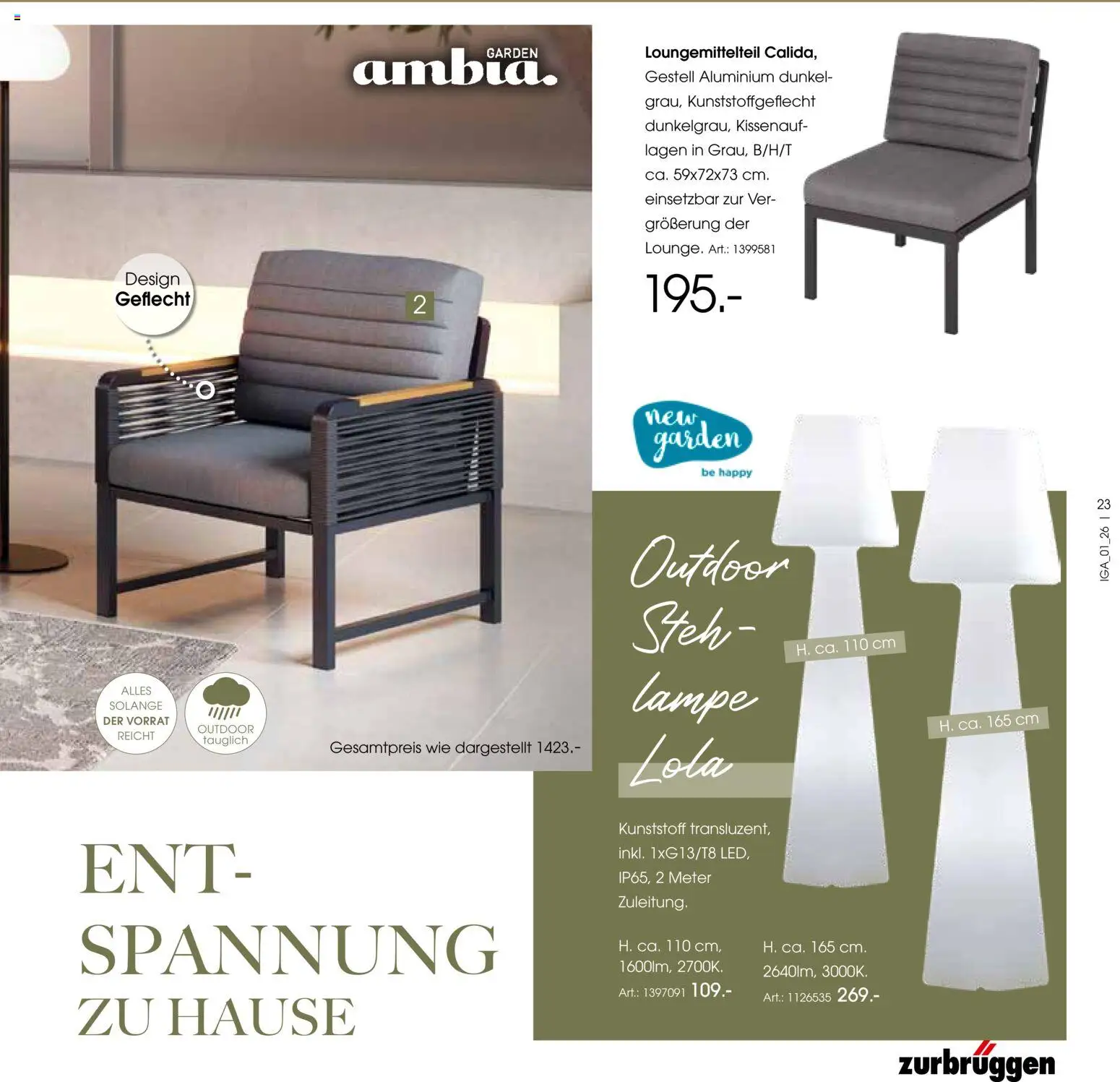 Zurbrüggen Sommer 2026 – gültig ab 19.03.2026 | Seite: 23 | Produkte: Lampe