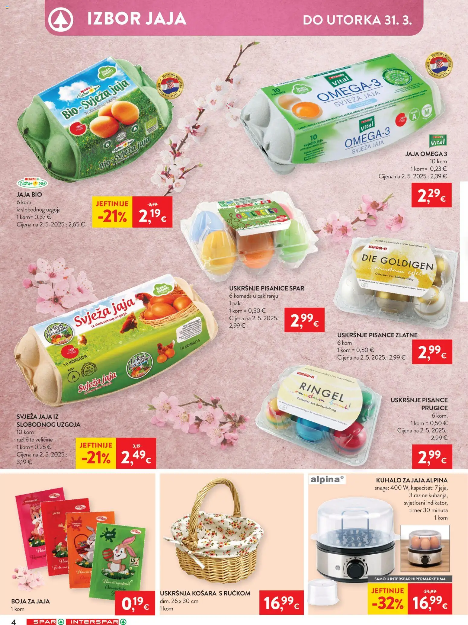 Spar katalog | vrijedi od 25.03.2026 | Stranica: 4 | Proizvodi: Košara, Jaja