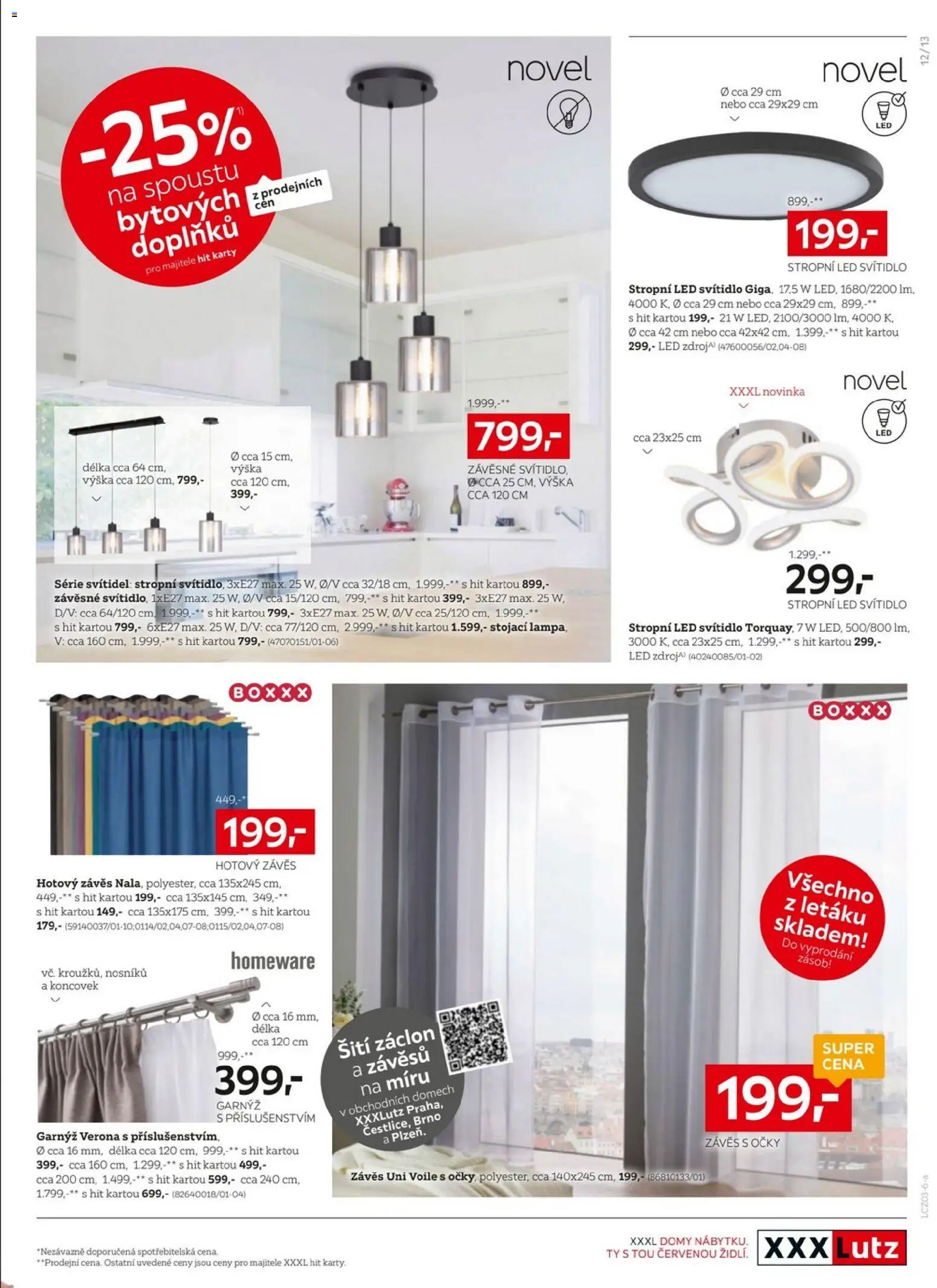 XXXLutz leták - Sleva 25 % na téměř vše od 09.03.2026 | Strana: 13 | Produkty: Závěs, Karty, LED
