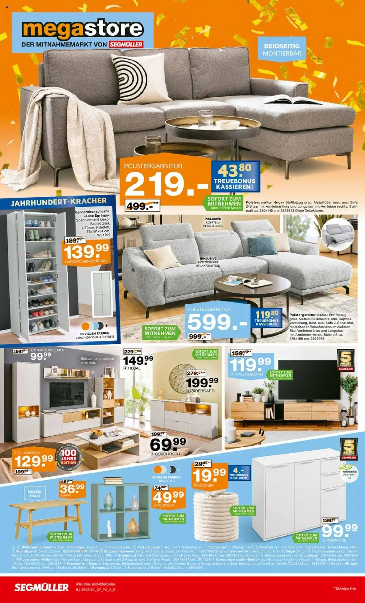 Segmüller Prospekt 	 - gültig ab dem 02.08.2025 | Seite: 6 | Produkte: Raumteiler, Sofa, Couchtisch, Garderobenschrank
