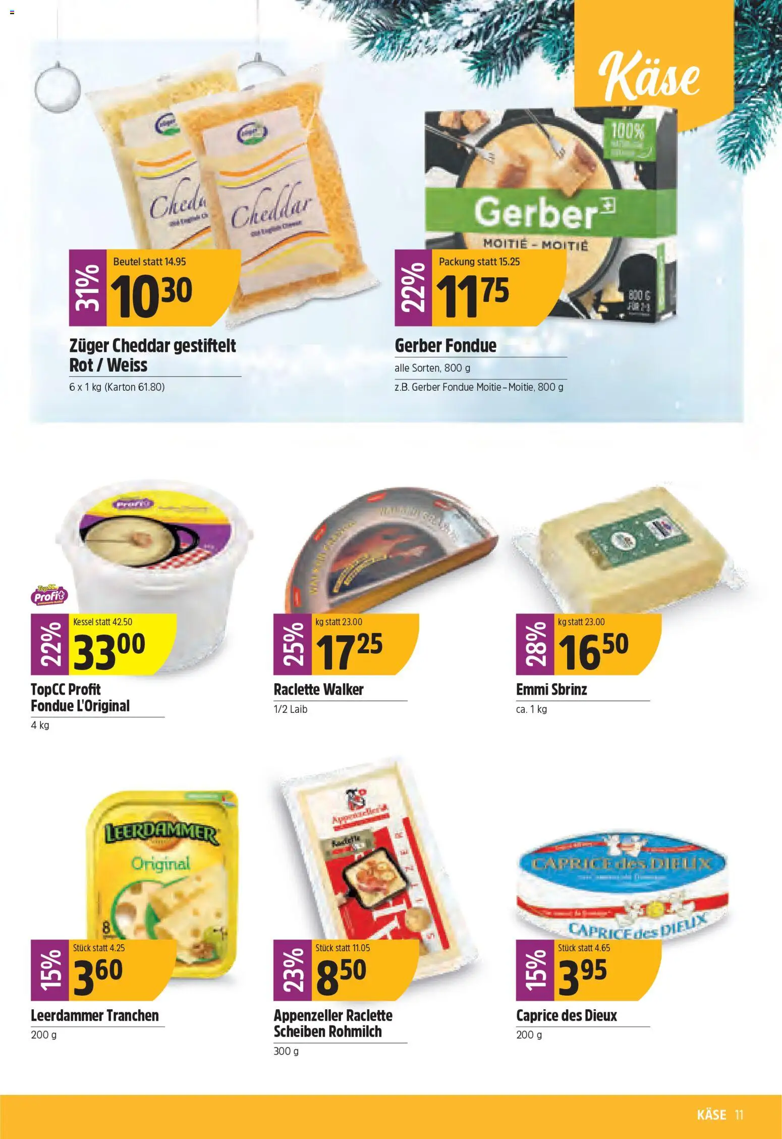 TopCC Aktionen – gültig ab 08.12.2025 | Seite: 11 | Produkte: Käse, Raclette, Fondue, Kessel