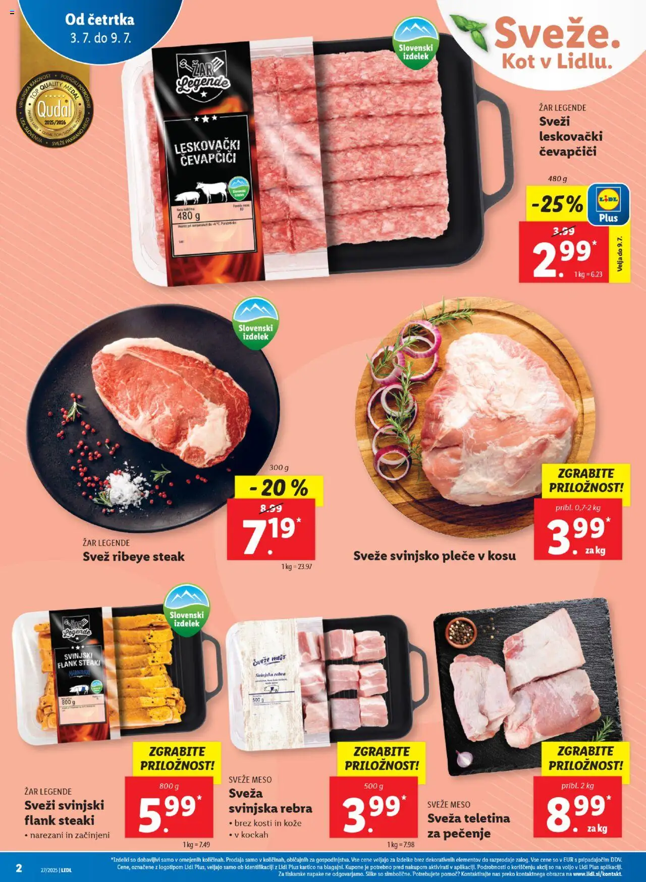 Lidl - Maribor │ velja od 03.07.2025 | Stran: 2 | Izdelki: Čevapčiči, Zar, Teletina