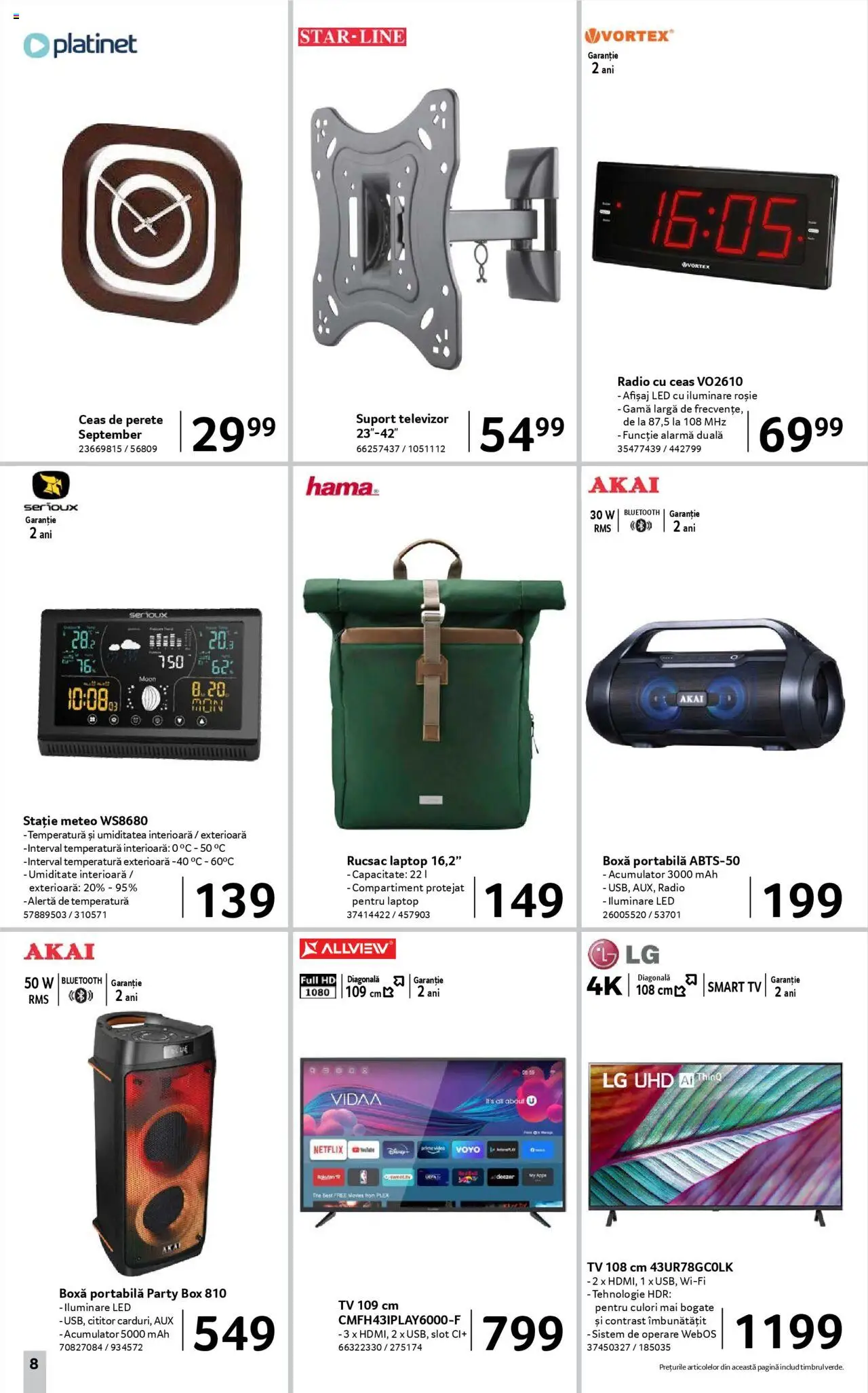 Catalog Selgros - Nonfood – valabil de la 22.08.2025 | Pagină: 8 | Produse: Ceas, Televizor, Boxă portabilă, Rucsac