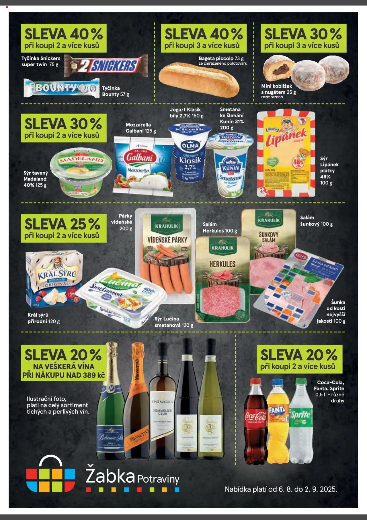Žabka leták od 06.08.2025 | Strana: 2 | Produkty: Šunka, Coca cola, Mozzarella, Cola