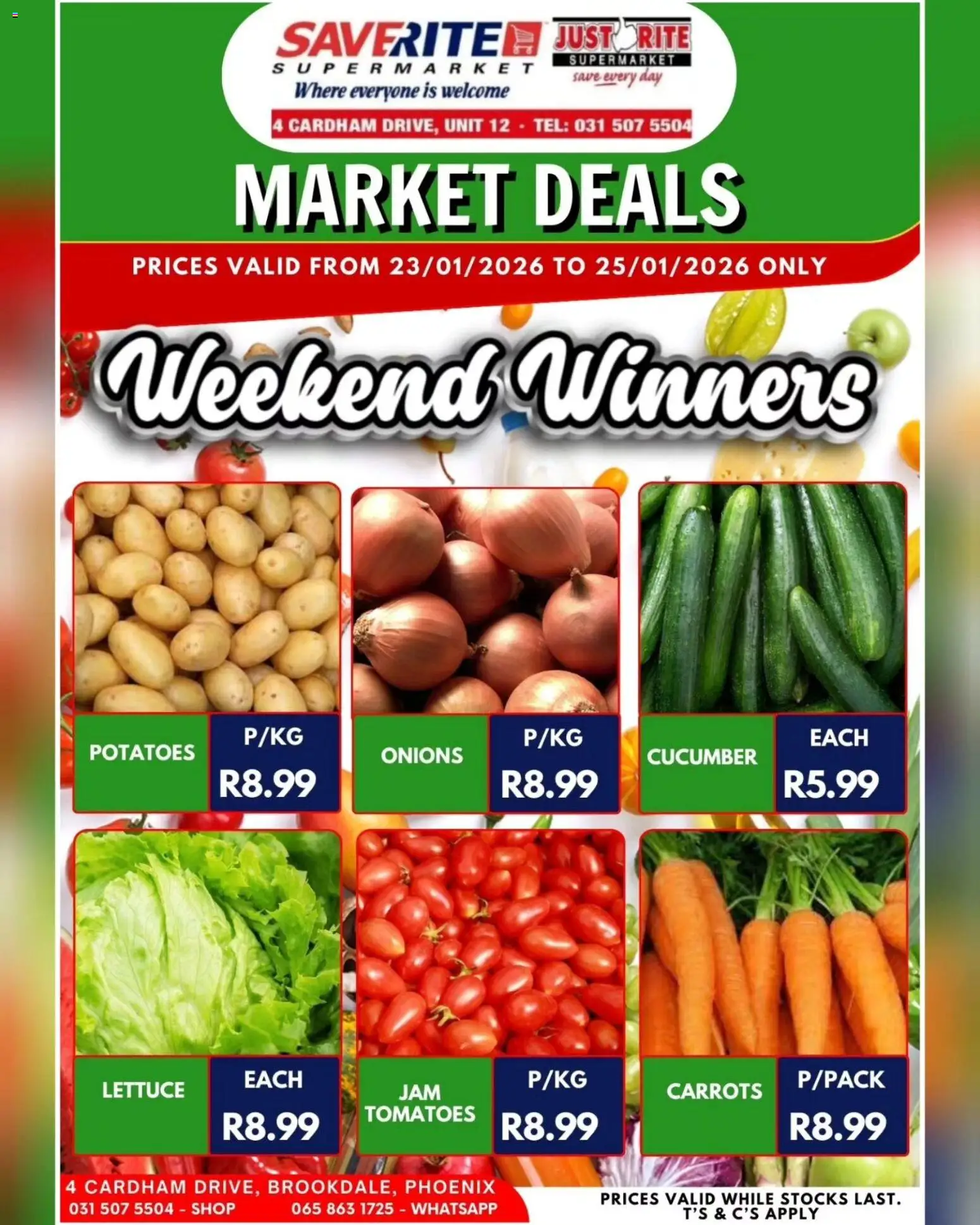 New Saverite catalogue – valid from 23.01.2026 | Page: 3 | Products: Carrots, Potatoes, Onions, Lettuce