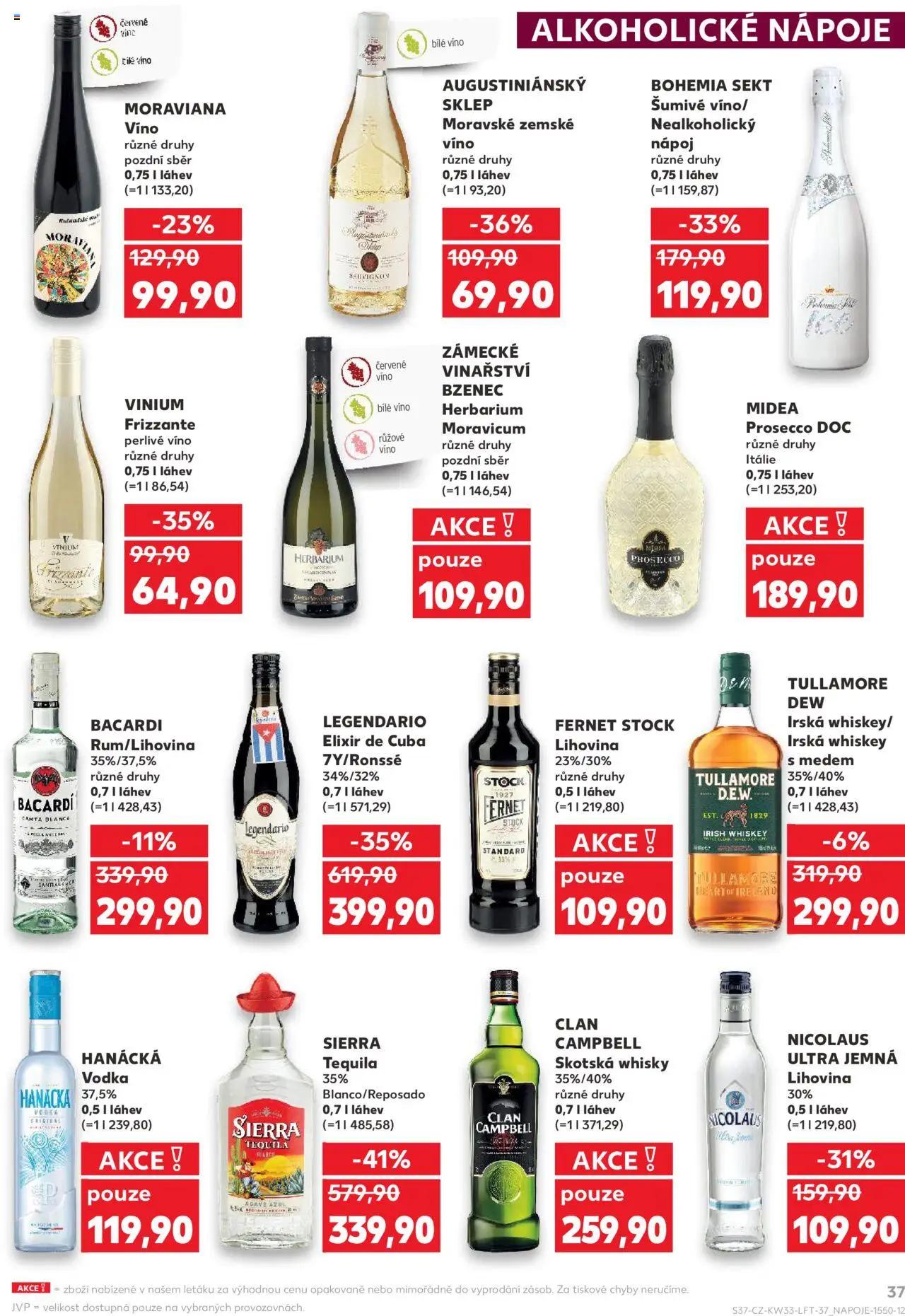 Kaufland leták - Brno od 13.08.2025 | Strana: 37 | Produkty: Whiskey, Prosecco, Sekt, Rum Legendario
