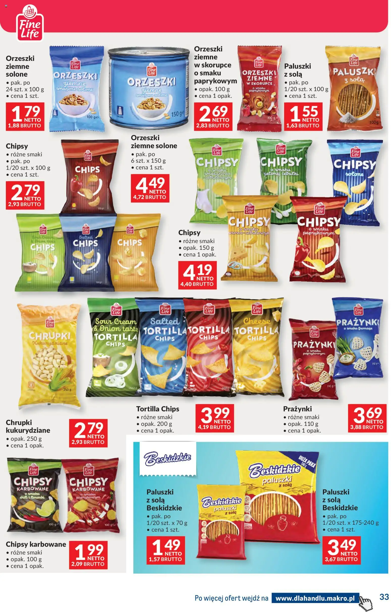 Makro Gazetka - Dystrybucja do sklepów od 09.12.2025 | Strona: 33 | Produkty: Chrupki, Tortilla, Paluszki, Orzeszki ziemne
