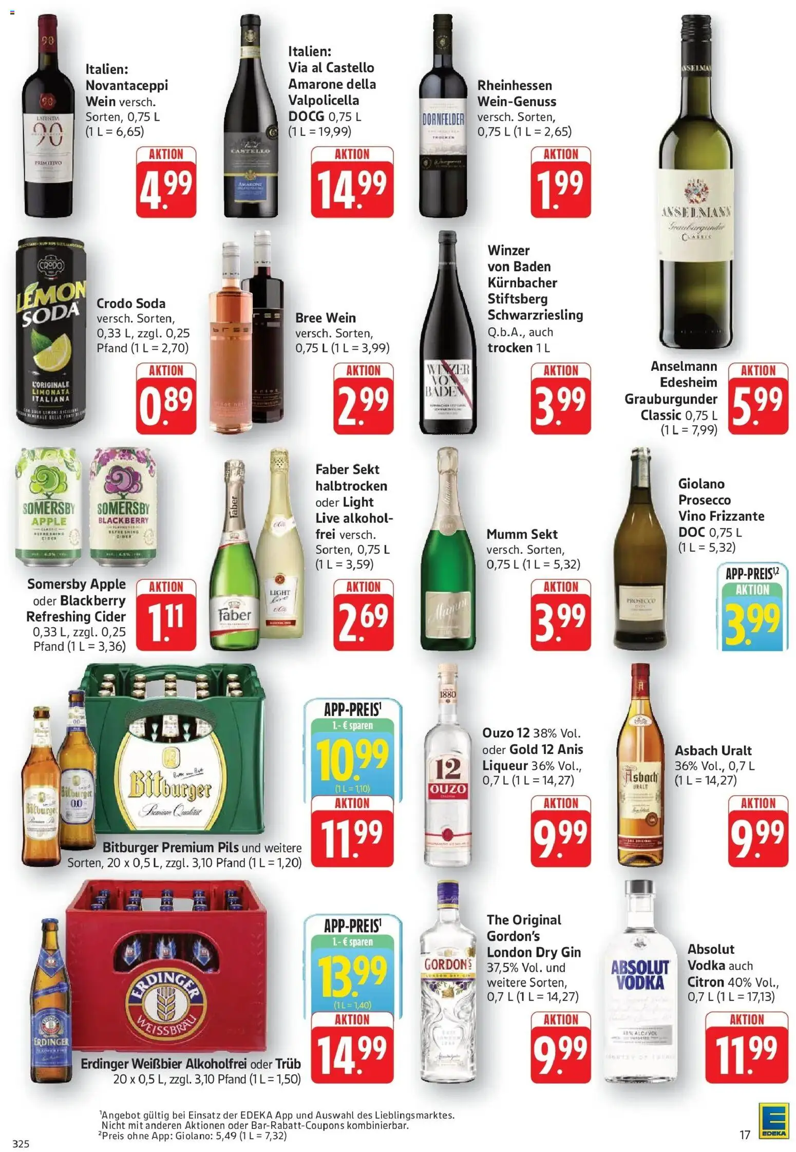 Edeka prospekt Walldorf	 – gültig ab 05.04.2026 | Seite: 17 | Produkte: Erdinger, Pils, Prosecco, Gin