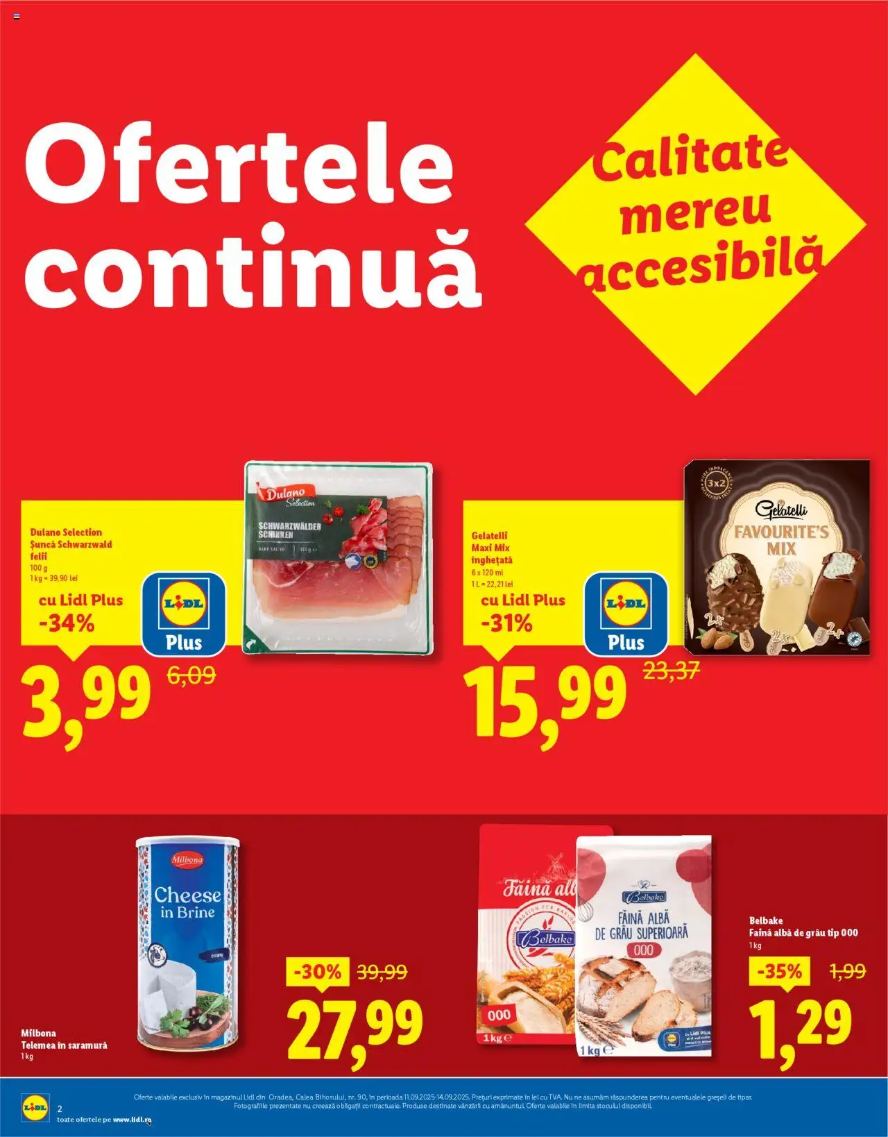Noul catalog Lidl – valabil de la 11.09.2025 | Pagină: 2 | Produse: Çarşaf, Șuncă, Făină, Înghețată