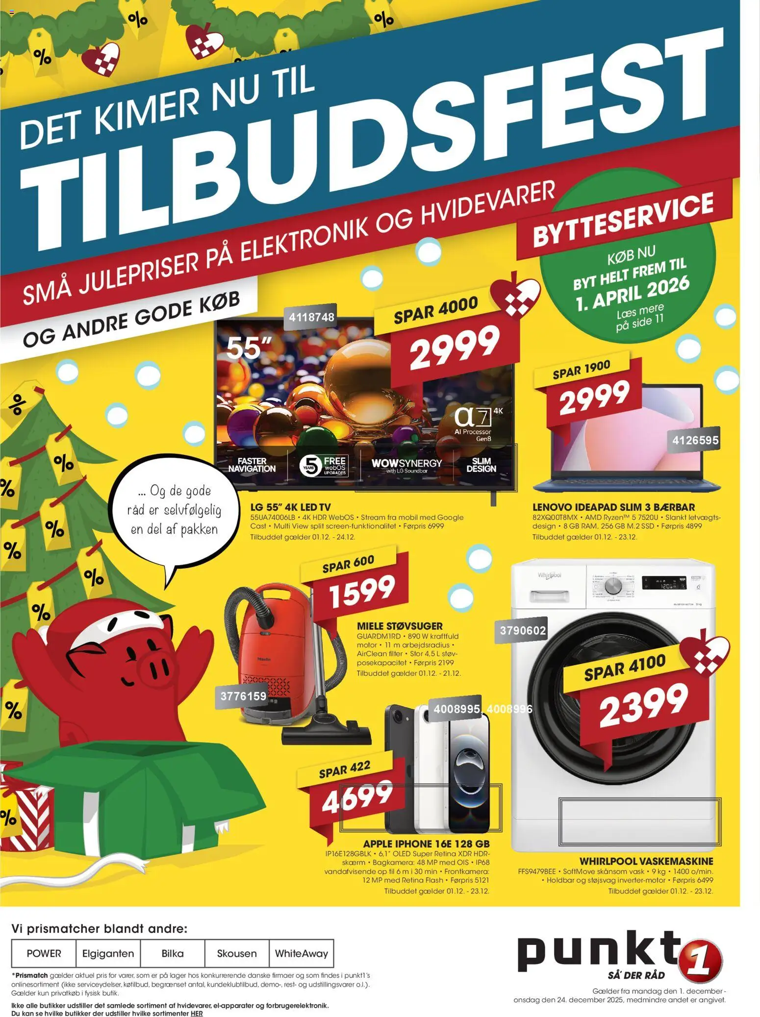Punkt1 tilbudsavis – gyldig fra 01.12.2025 | Side: 1 | Produkter: Processor, Skærm, Søm, Navigation
