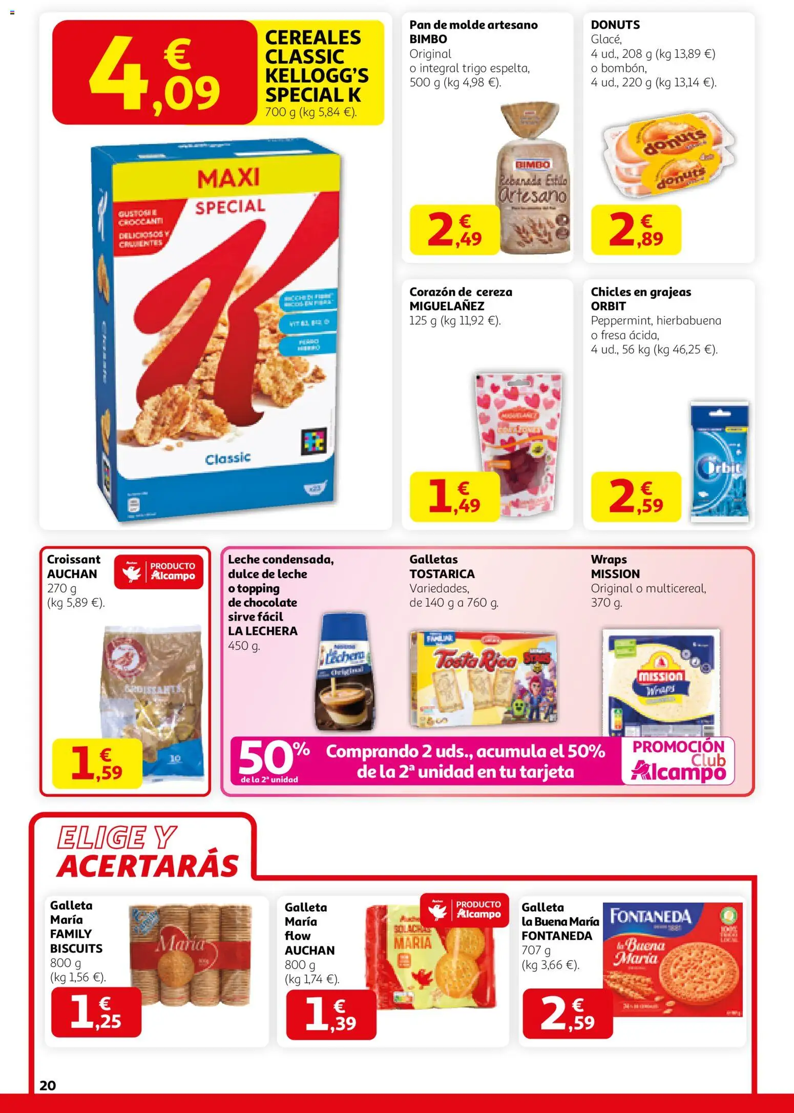 Alcampo folleto │ válido desde el 12.02.2026 | Página: 20 | Productos: Leche, Cereales, Galletas, Donuts