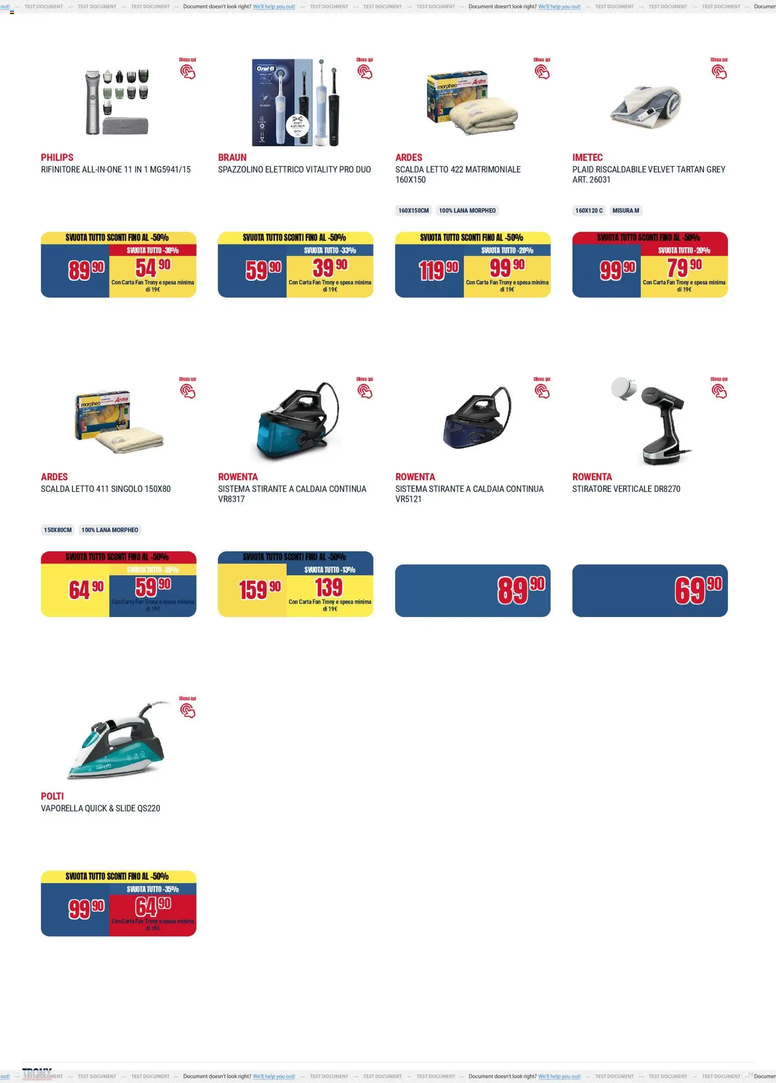 Volantino Trony del 15.01.2026 | Pagina: 16 | Prodotti: Plaid, Caldaia, Fan, Spazzolino elettrico