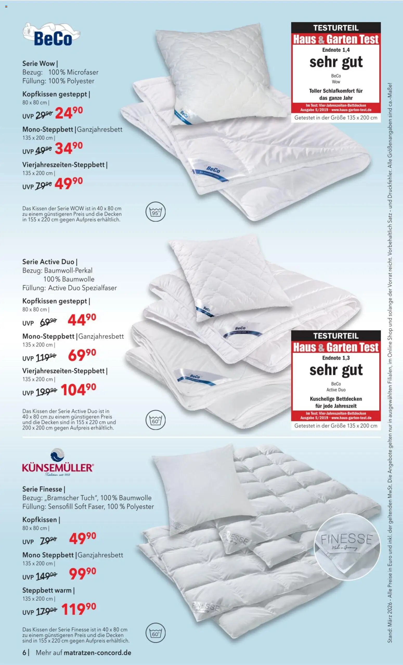 Matratzen Concord Prospekt 	 – gültig ab 25.03.2026 | Seite: 6 | Produkte: Kissen, Kopfkissen