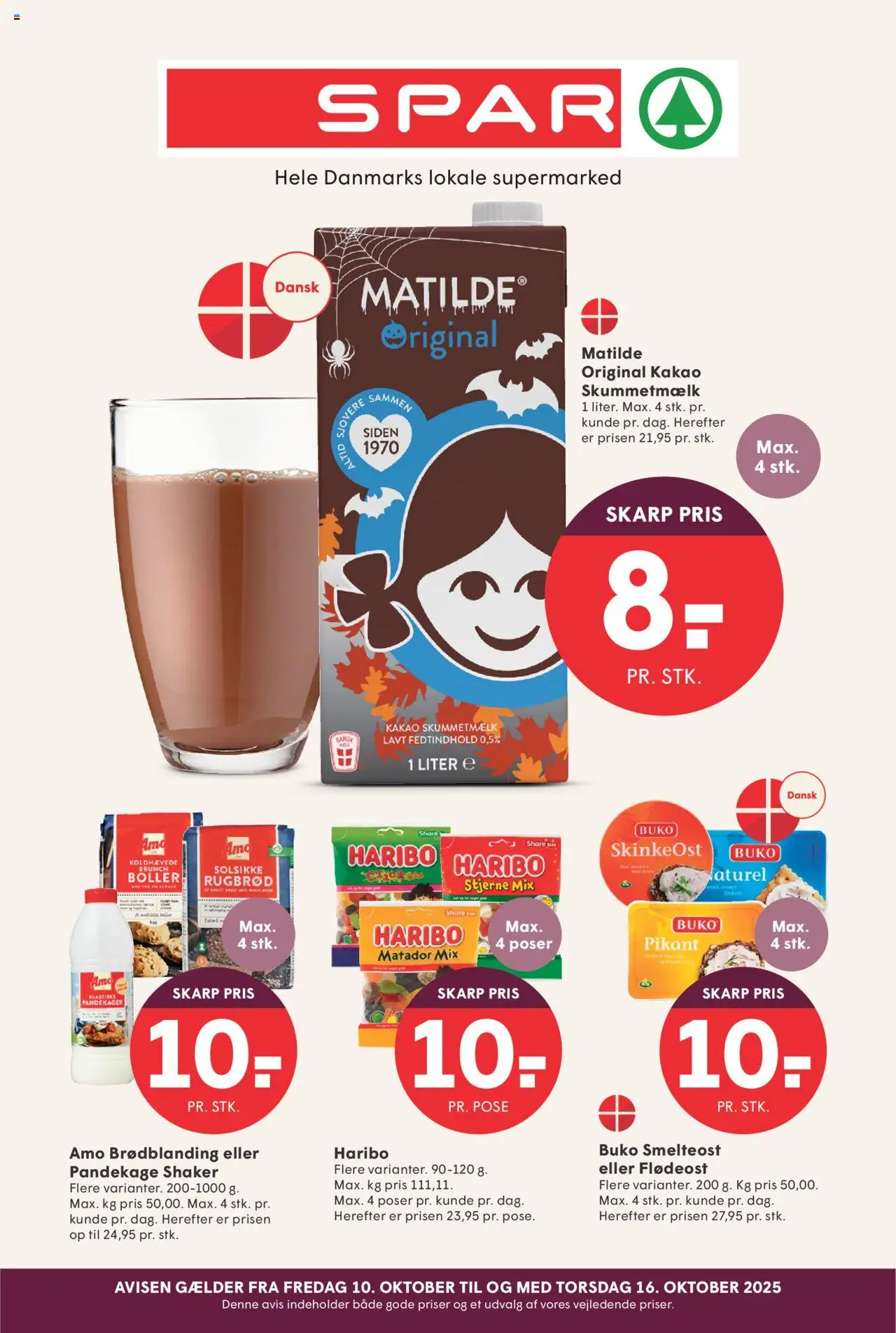 Spar tilbudsavis – gyldig fra 10.10.2025 | Side: 1 | Produkter: Kakao, Rugbrød, Flødeost