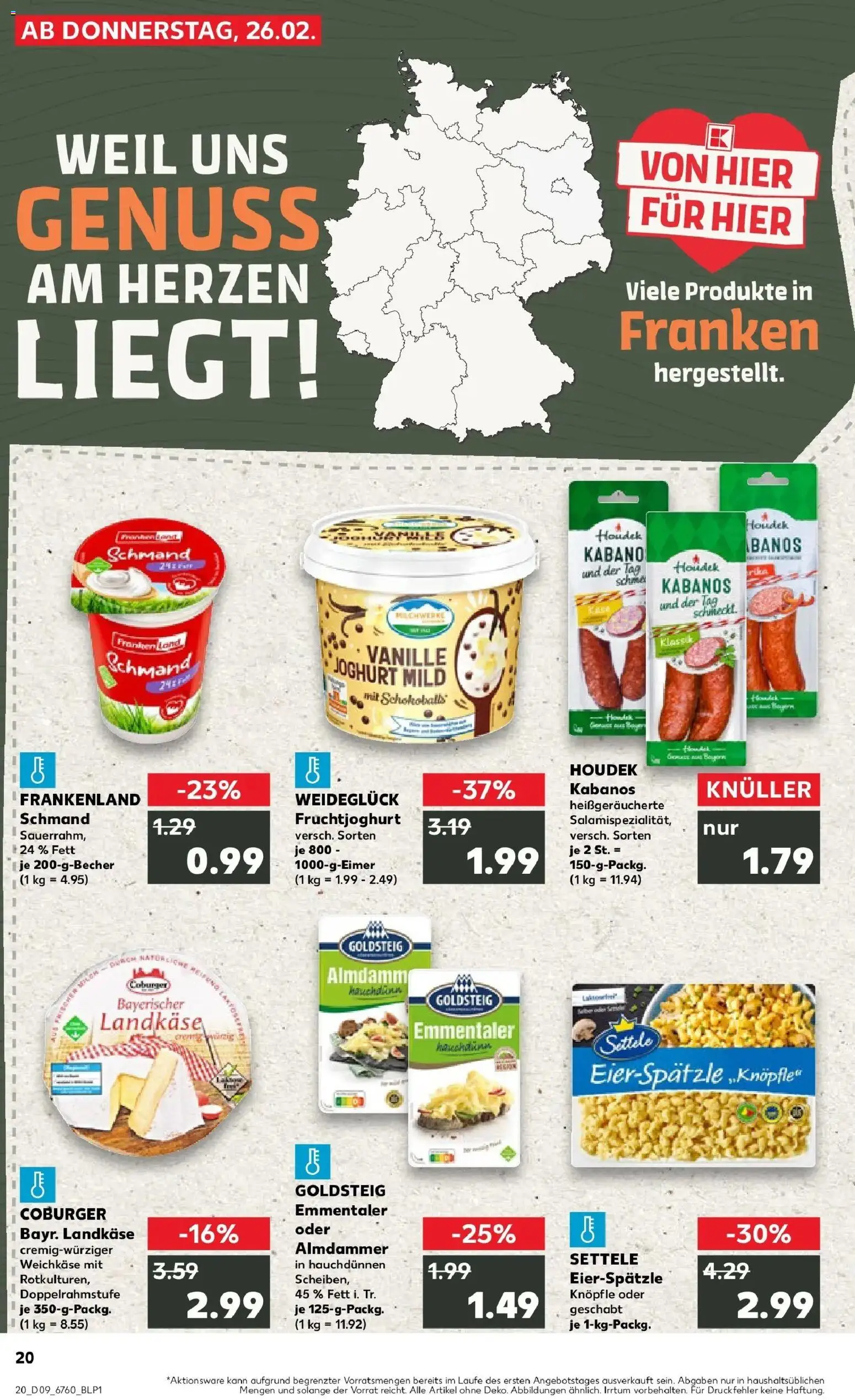 Kaufland prospekt Würzburg	 – gültig ab 26.02.2026 | Seite: 20 | Produkte: Joghurt, Fruchtjoghurt, Salami