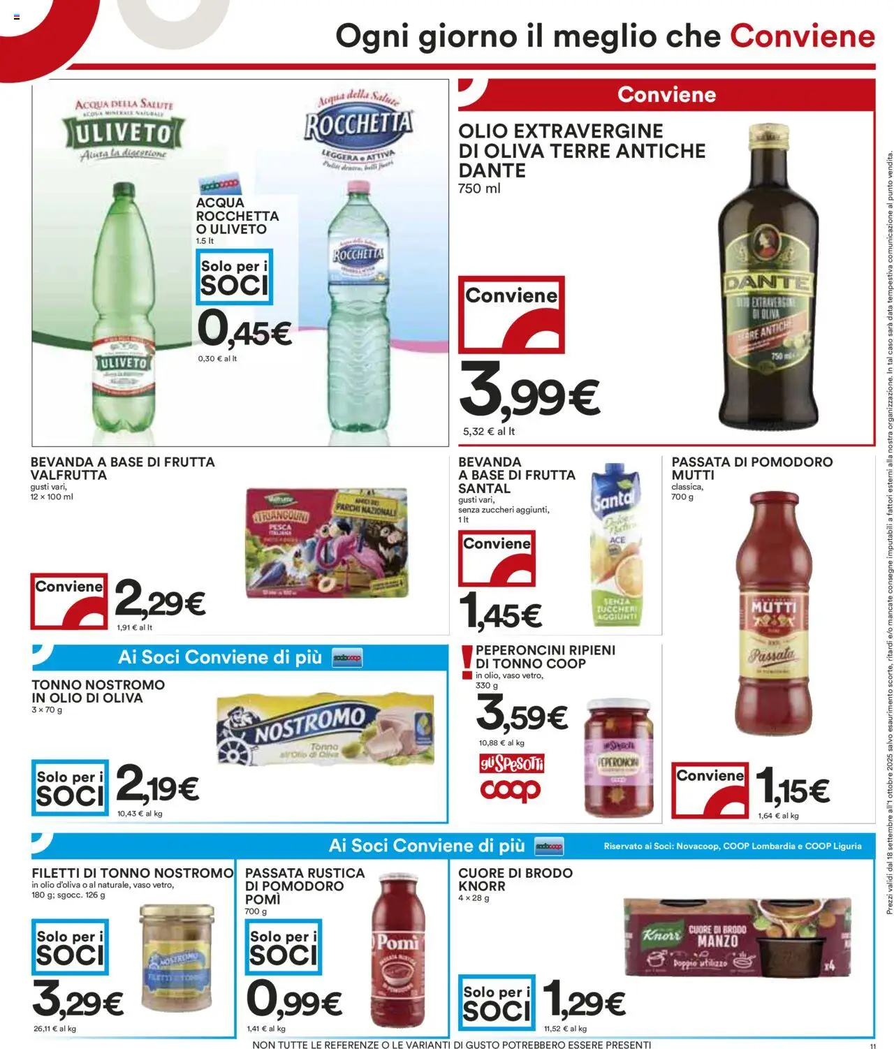 Volantino COOP del 18.09.2025 | Pagina: 11 | Prodotti: Pomodoro, Mutti, Vaso, Olio di Oliva
