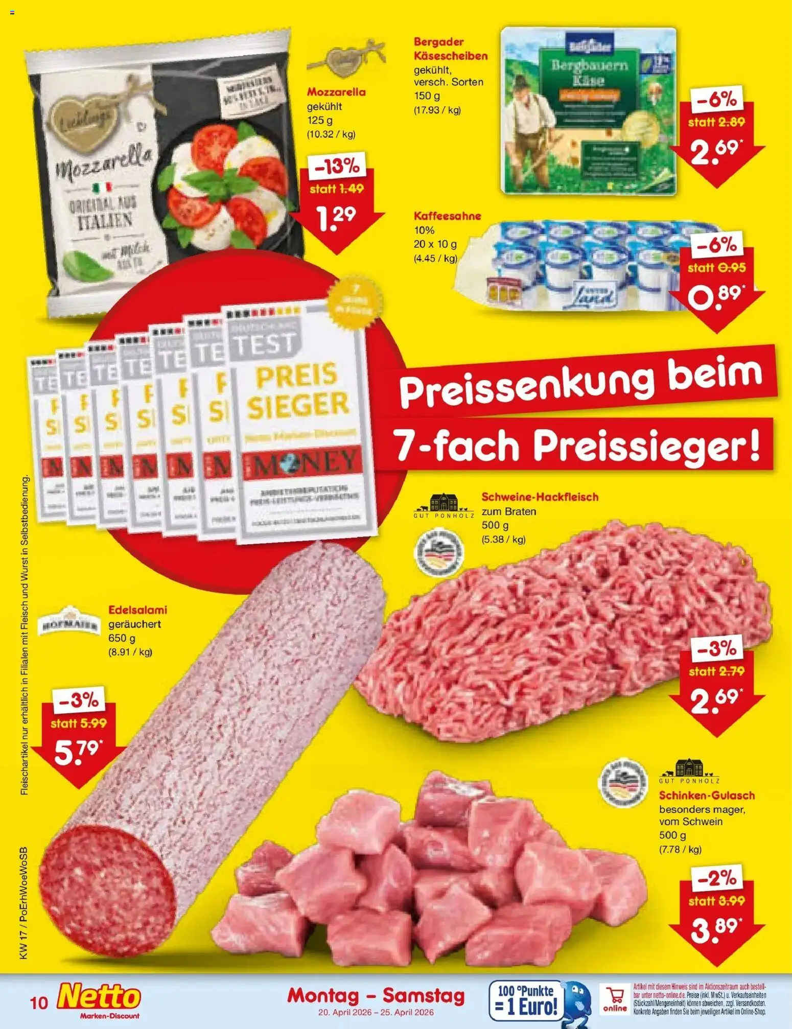 Netto Marken-Discount Prospekt München	 – gültig ab 20.04.2026 | Seite: 12 | Produkte: Mozzarella, Wurst, Fleisch