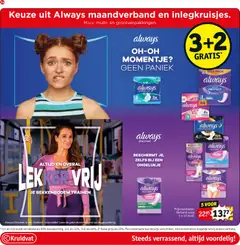 Always maandverband en inlegkruisjes, Keuze uit Always maandverband en inlegkruisjes. M.u.v. multi- en grootverpakkingen. 3+2 Gratis - Voorbeeld van een folder van Kruidvat, geldig van 24.02.2026 | Pagina: 37 | Producten: Overal, Kan, Pads