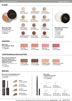 Mary Kay Katalog ab 15.04.2026 gültig | Seite: 29 | Produkte: Puder, Finish, Augenbrauenstift, Blush