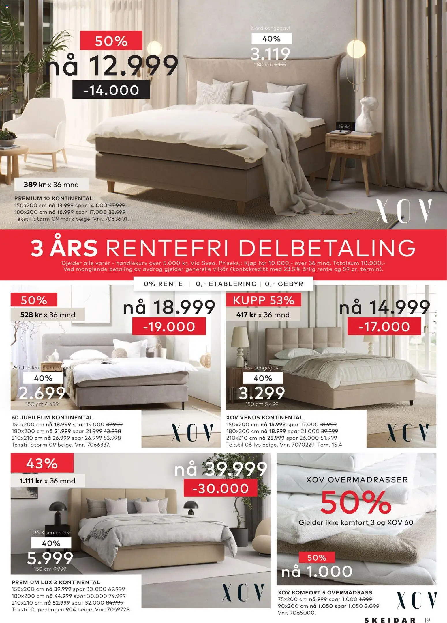 {H1} | Side: 19 | Produkter: Overmadrass, Lys, Sengegavl