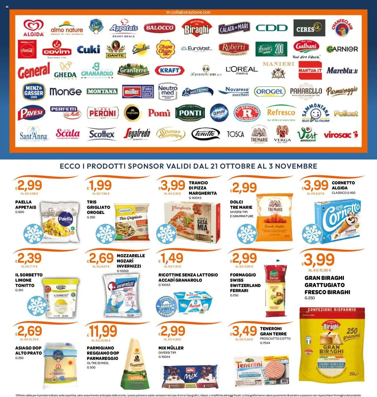 Volantino Ekom del 21.10.2025 | Pagina: 3 | Prodotti: Prosciutto, Scala, Hamburger, Paella