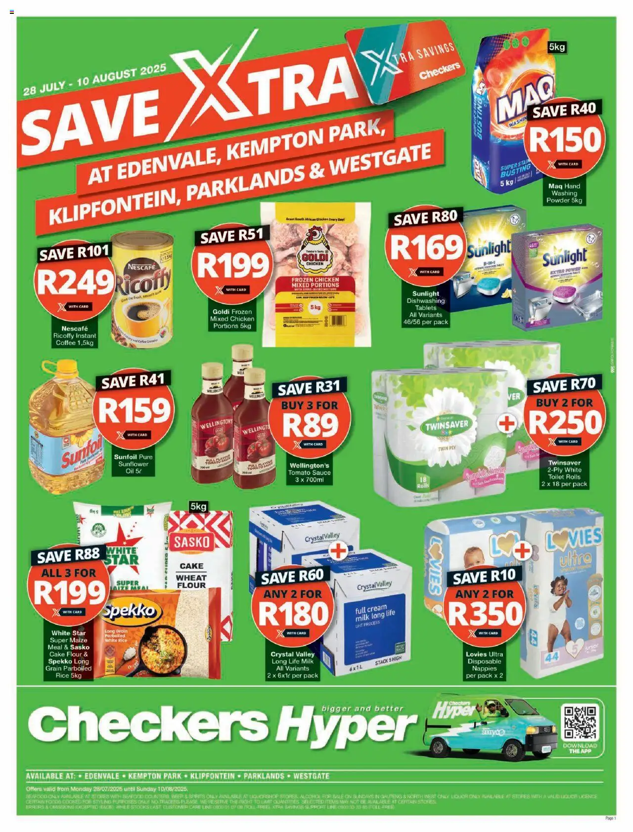 Checkers Gauteng -  Hyper July Month-End Promotion │ valid from 28.07.2025 | Page: 1 | Products: Cake, Flour, Coffee, Sauce