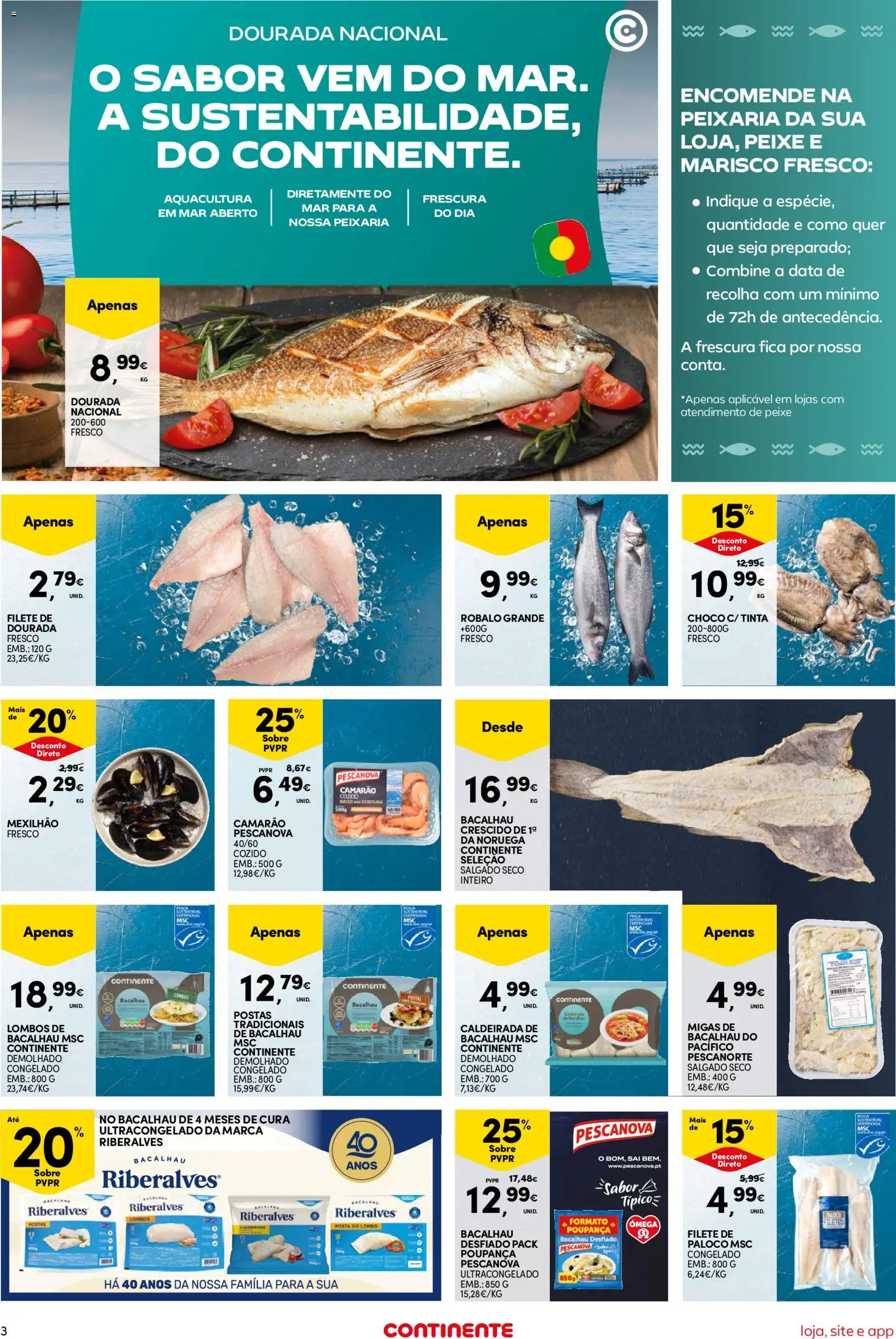 Continente Semanal Continente Bom Dia │ válido de 10.03.2026 | Página: 3 | Produtos: Dourada, Bacalhau, Tinta, Lombo