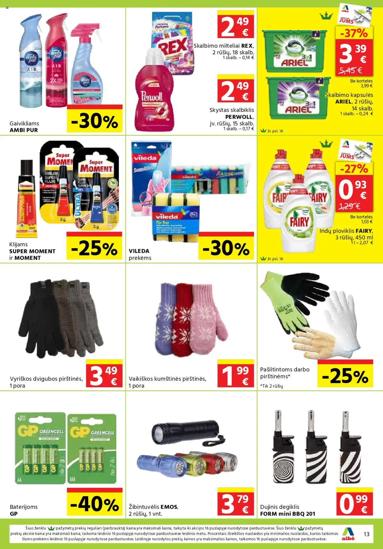 AIBE leidinys│galioja nuo 22.05.2025 | Puslapis: 13 | Prekių: Skalbimo milteliai, Ploviklis